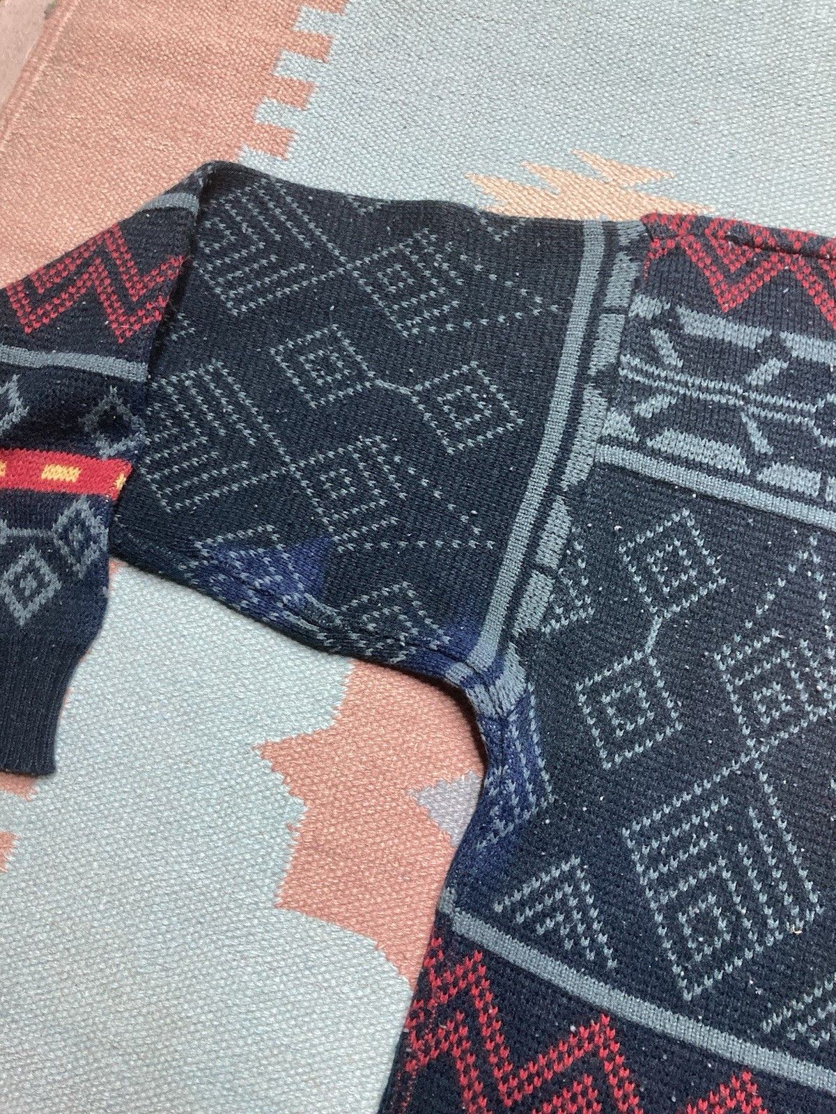 Sears × Vintage Vtg acrylic knit sweater sears geometric abstract grandpa L Size US L / EU 52-54 / 3 - 6 Thumbnail