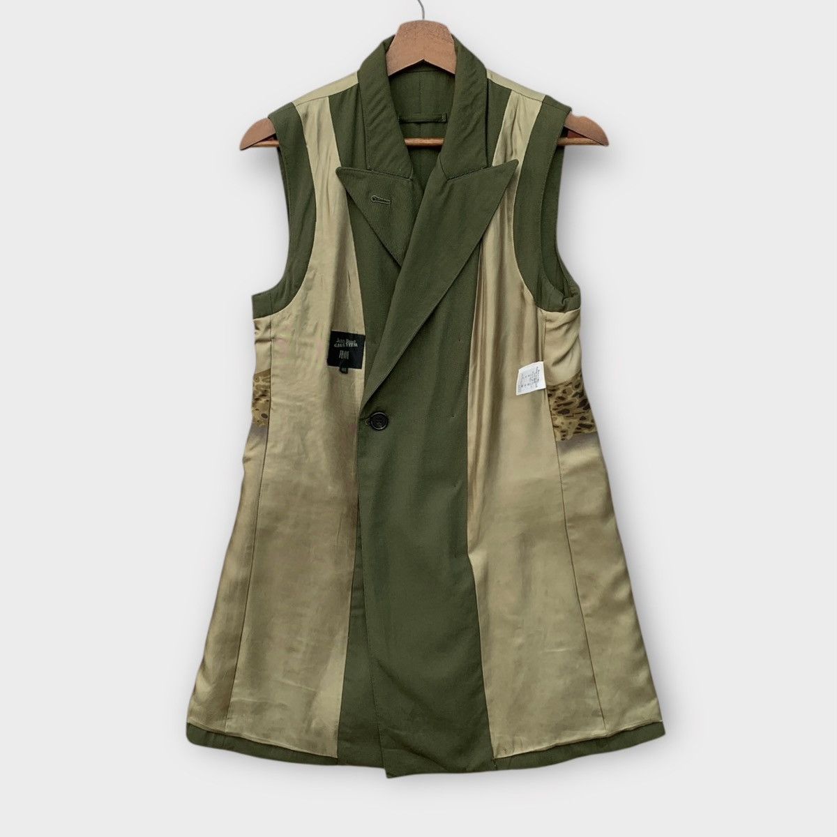 Jean Paul Gaultier AW98 Gaultier Leopard Double Breasted Sleeveless Wool Coat Size US XS / EU 42 / 0 - 4 Thumbnail