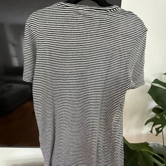 The Kooples Kooples Linen Black/White Striped T-Shirt Size US S / EU 44-46 / 1 - 3 Thumbnail