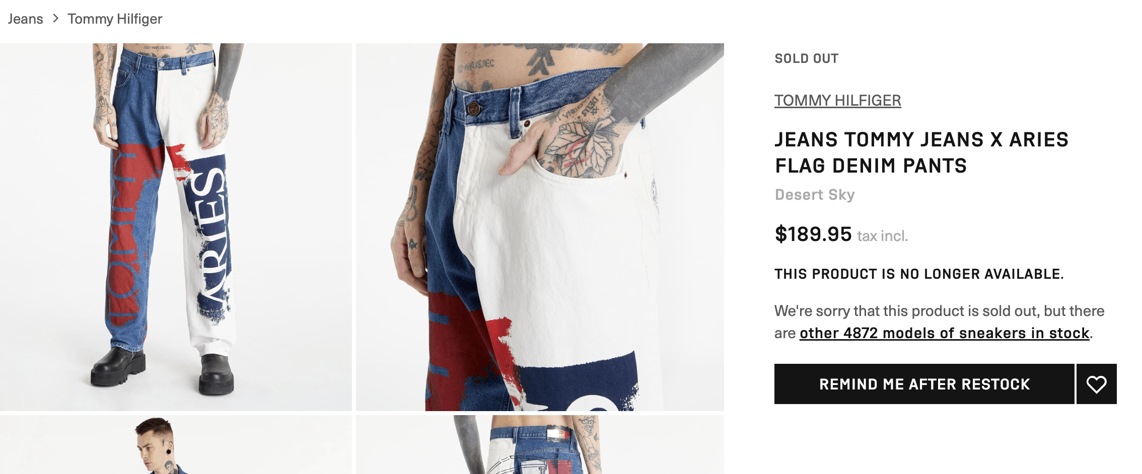 Aries × Tommy Hilfiger Aries Denim Flag Jeans Size US 29 - 1 Thumbnail
