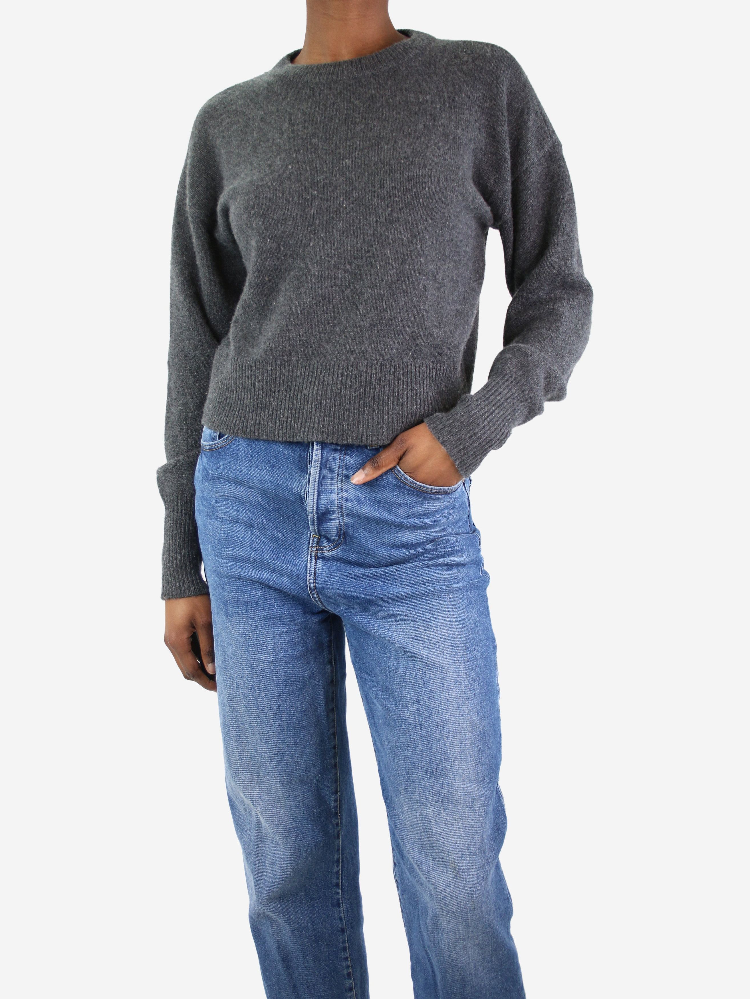 image of Theory Dark Grey Cashmere Crewneck Jumper - Size Uk 4, Women's