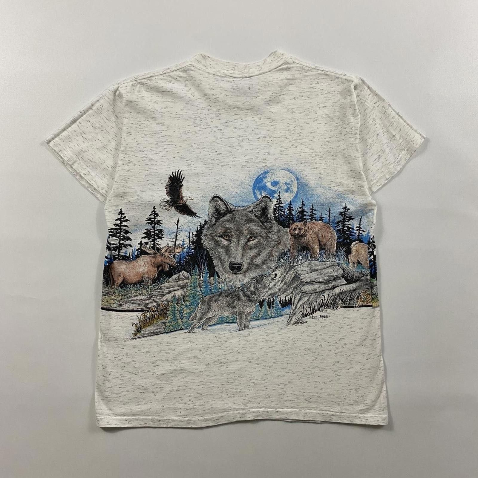 Vintage Vintage 90s Wolf Nature Wrap Around Tee Size US M / EU 48-50 / 2 - 2 Thumbnail