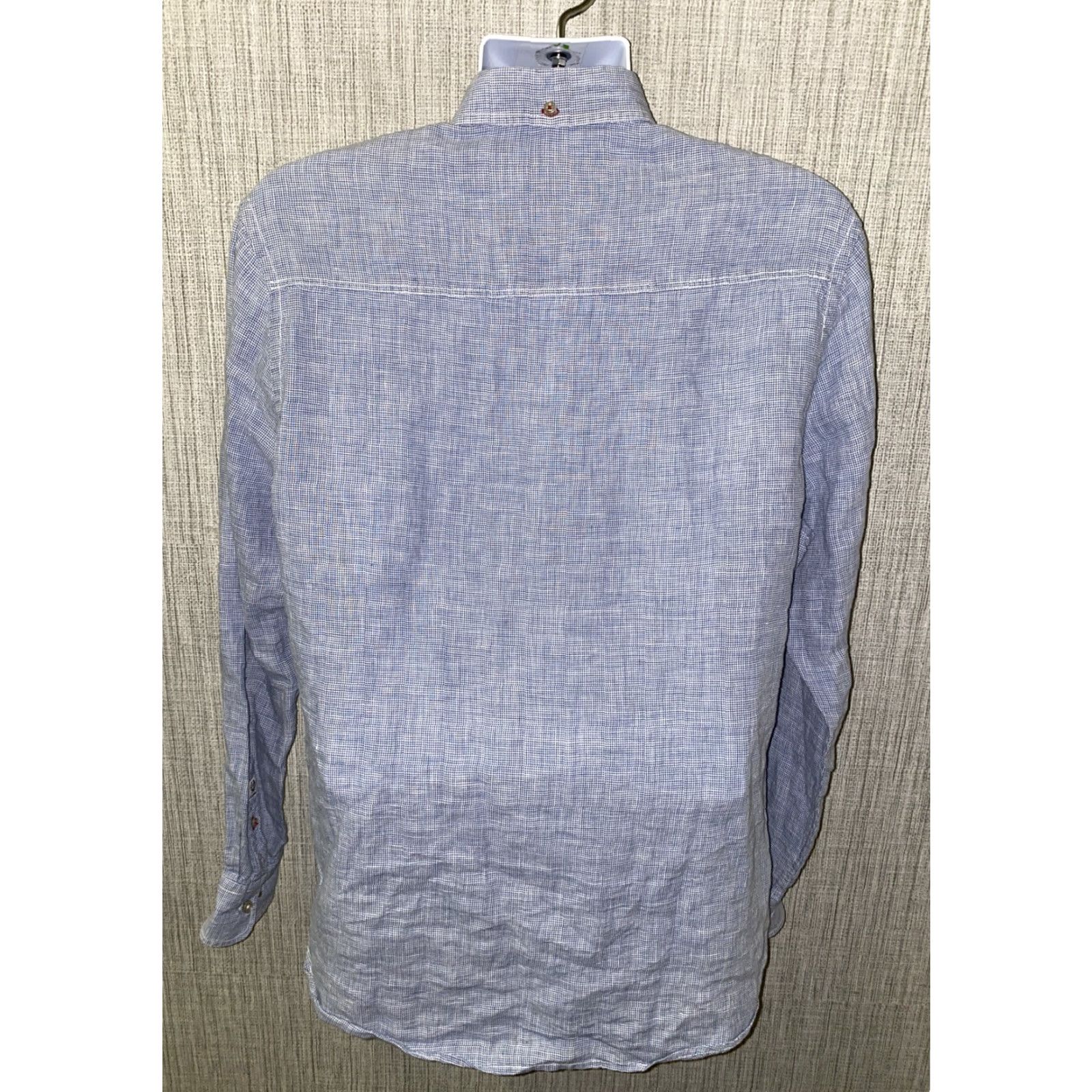 Vintage Lulian Shirt Button-Up Mens XL Linen Blue/White Checkered Casual 90s Style? Size US XL / EU 56 / 4 - 6 Thumbnail