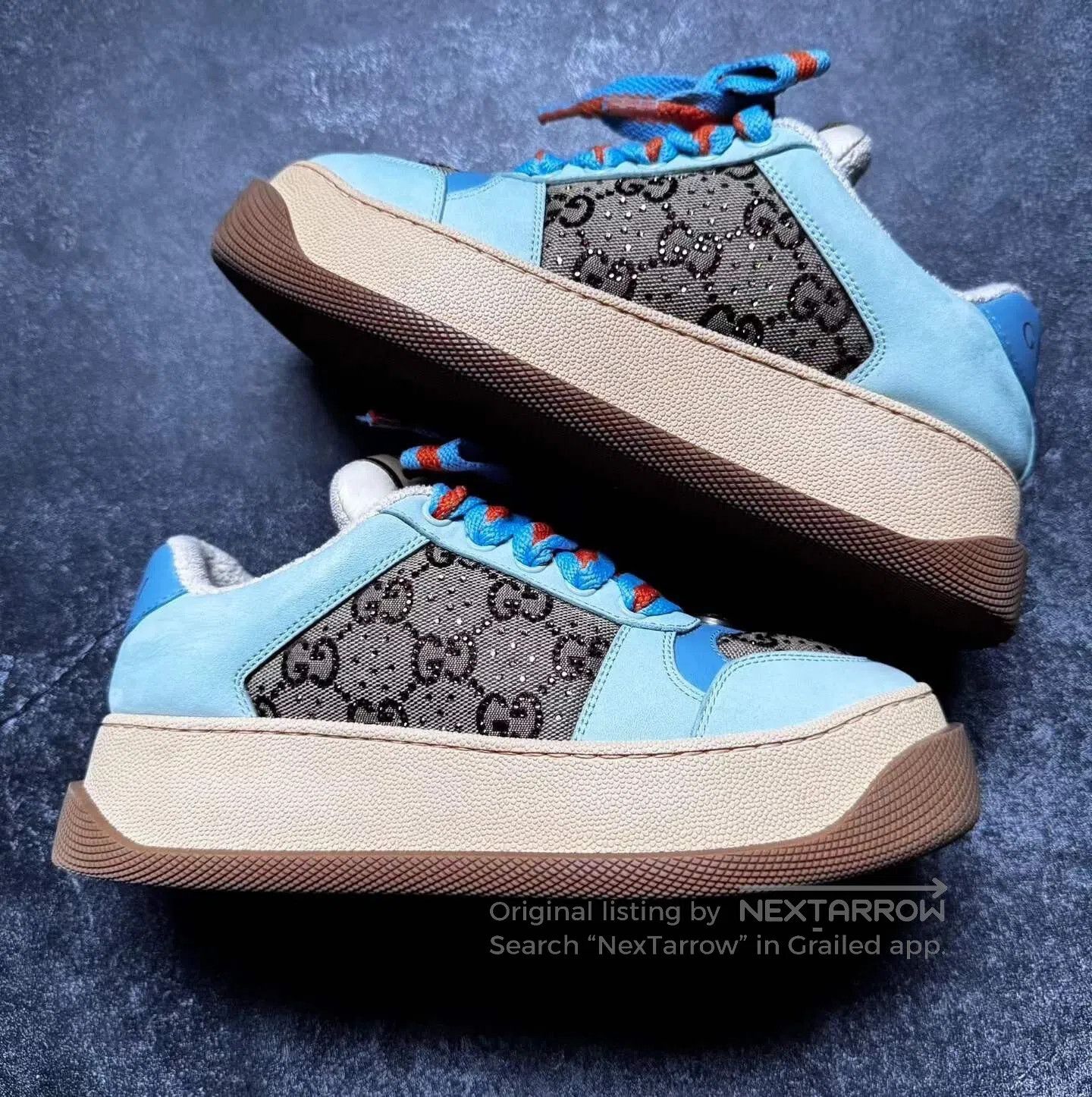 Gucci Gucci Platform Distressed Sneakers Brown Blue. Size US 4.5 / IT 34.5 - 4 Thumbnail