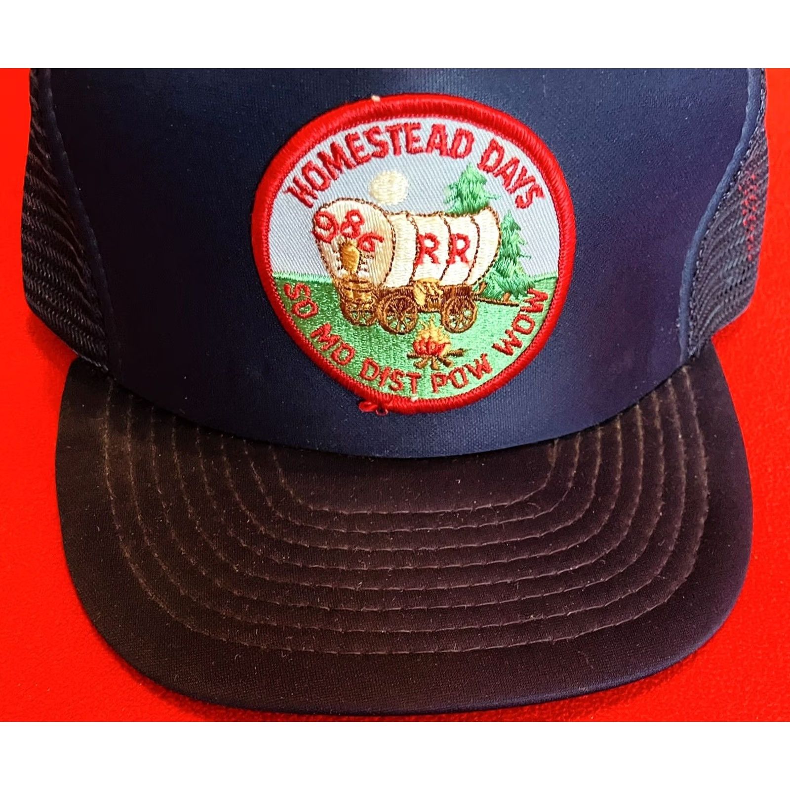 Vintage VINTAGE Snap-Back Men Baseball Cap Adjustable Blue Homestead Days 1986 Pow Wow Logo Cap Mens Size ONE SIZE - 3 Thumbnail