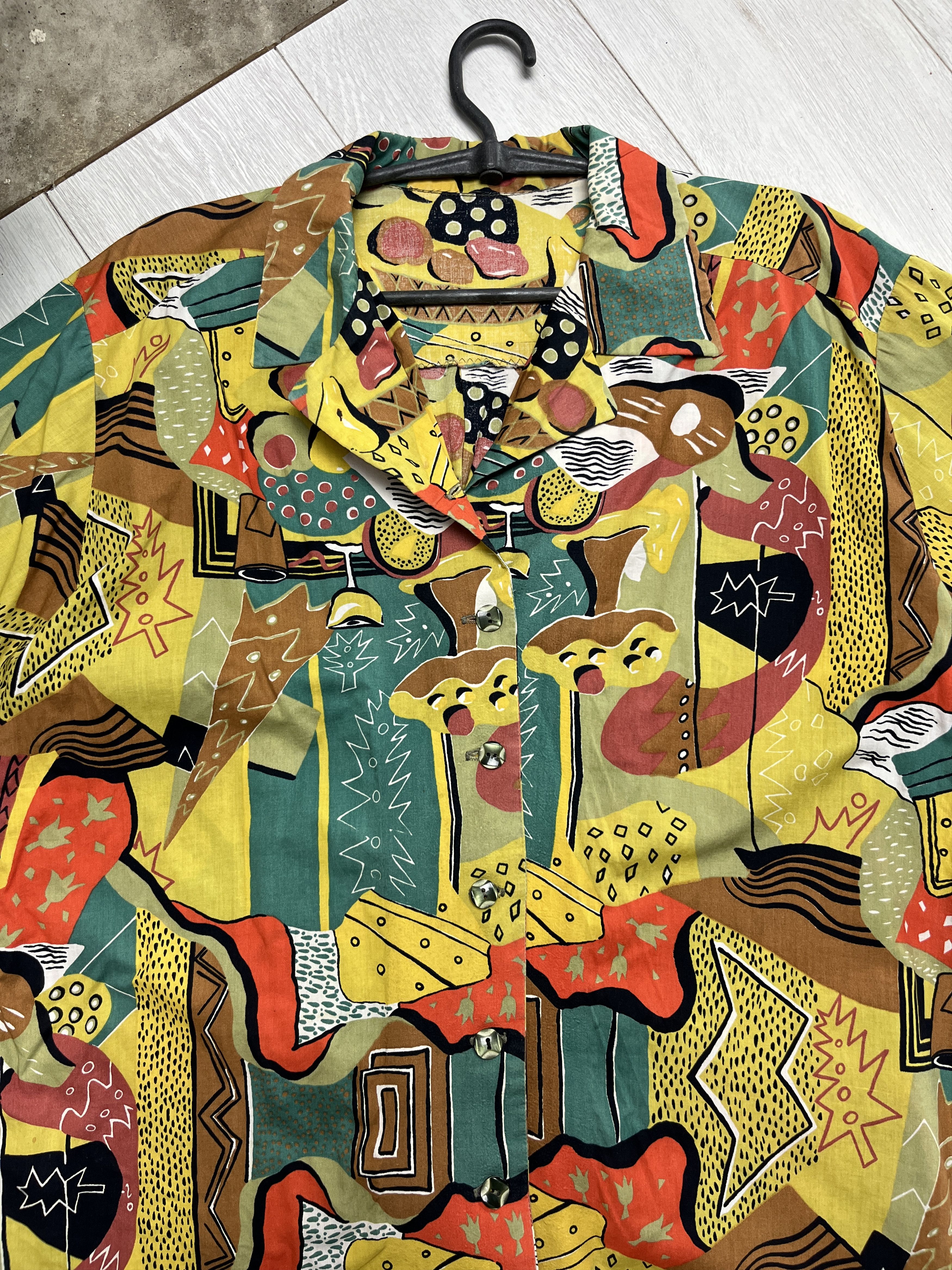 Other 1980s VINTAGE ABSTRACT MEMPHIS DESIGN BUTTON UP SHIRT - 798 Size US L / EU 52-54 / 3 - 4 Thumbnail