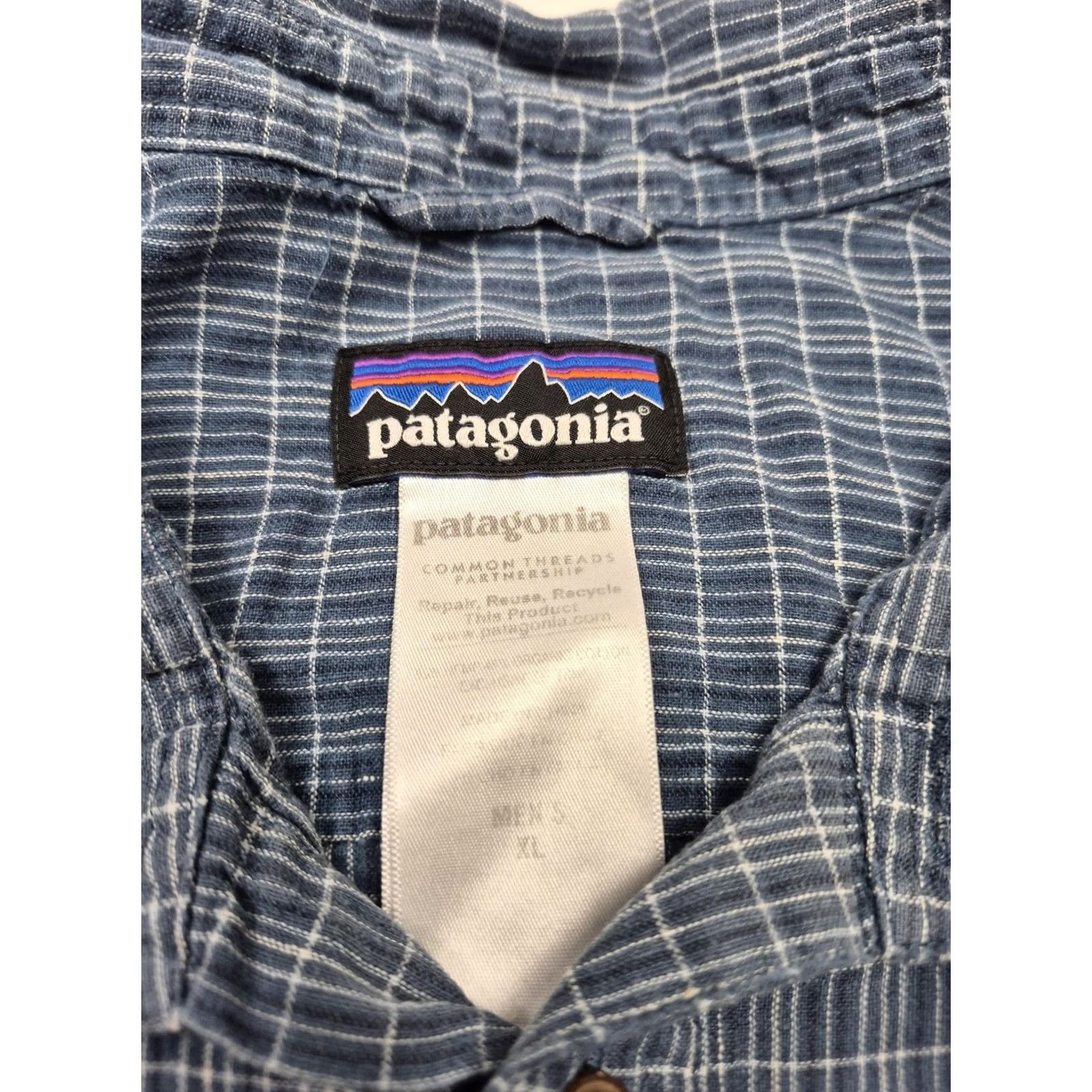 Patagonia Patagonia Back Step Shirt Mens XL Blue Check Short Sleeve Hemp Cotton Button Up Size US XL / EU 56 / 4 - 4 Thumbnail