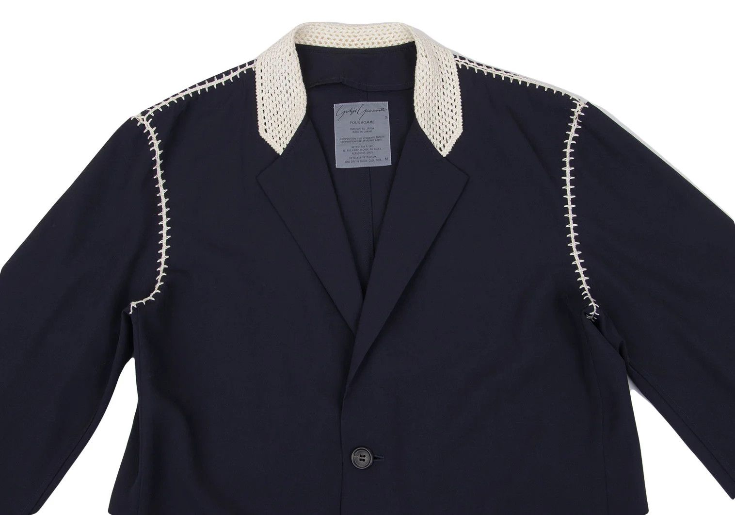 Yohji Yamamoto Yohji Yamamoto Crochet Wool Gabardine Jacket Size US M / EU 48-50 / 2 - 2 Thumbnail