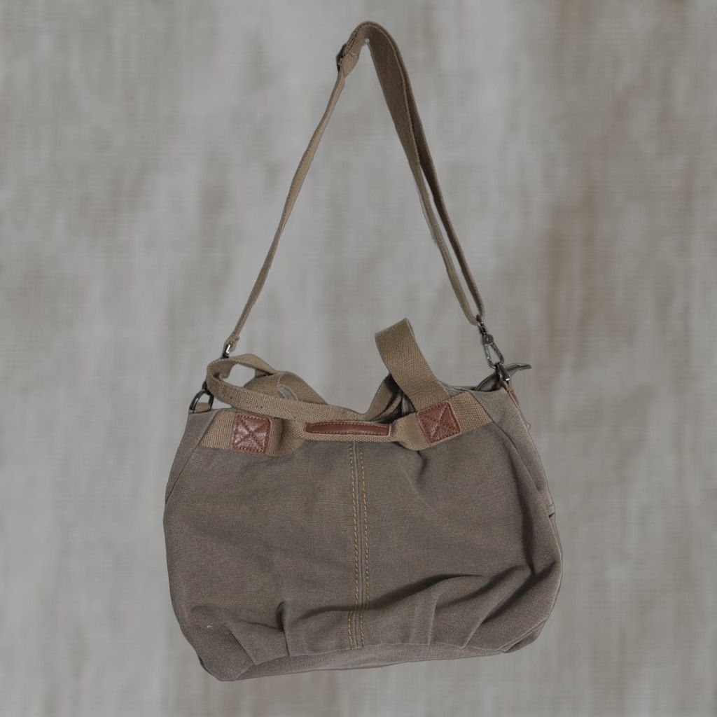 Unbranded Canvas Tote Crossbody Bag Olive Brown 13x10x5.5
