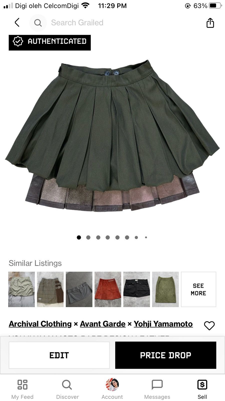 Yohji Yamamoto RARE!! YOHJI YAMAMOTO HYBRID LEATHER SKIRT #8234-213 Size 25" / US 0 / IT 36 - 20 Thumbnail