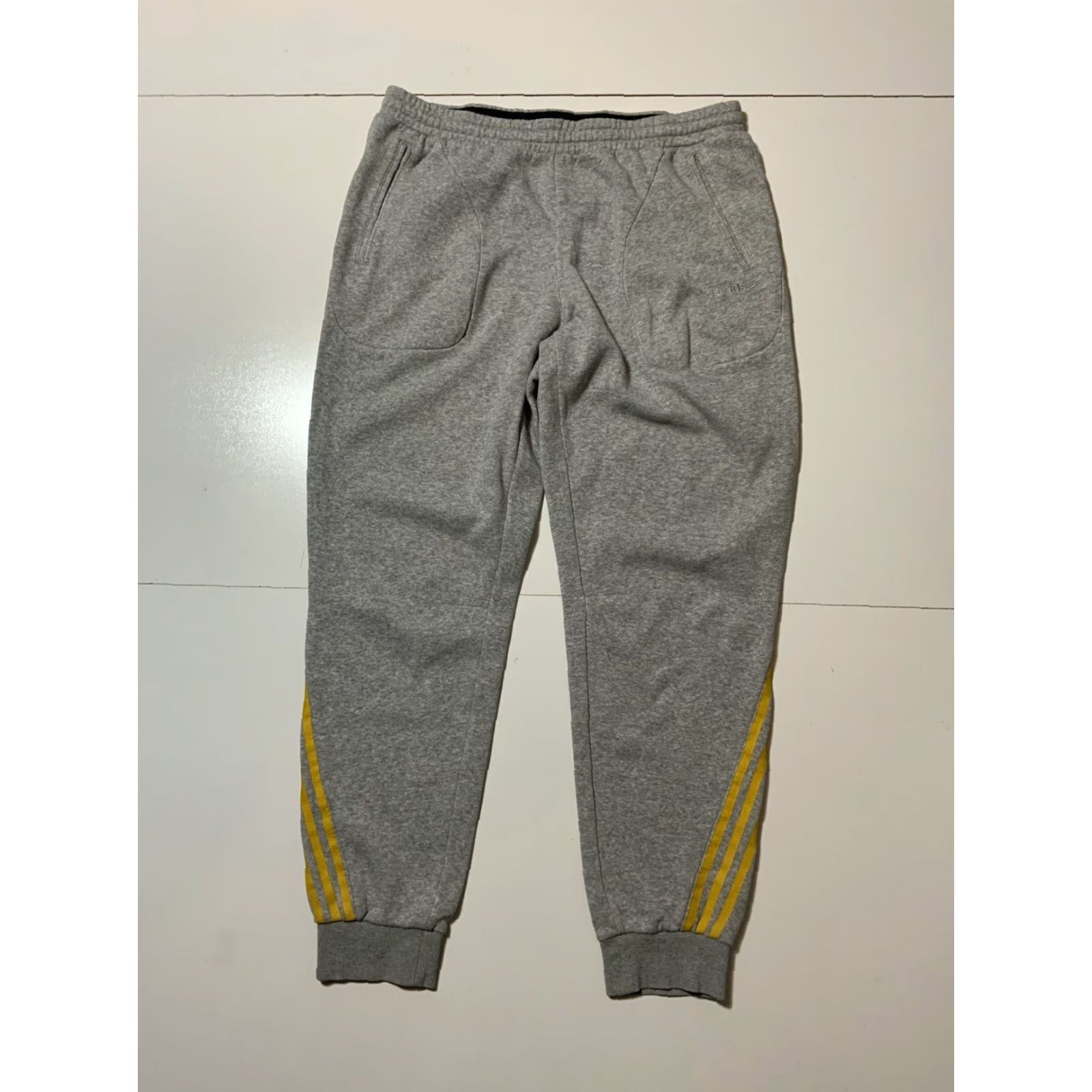 Adidas Adidas Neo Slim Heather Grey 3 Stripes Athletic Track Jogger Sweatpants Sz. L Men Pants Gray Activewear Size US 33 - 3 Thumbnail