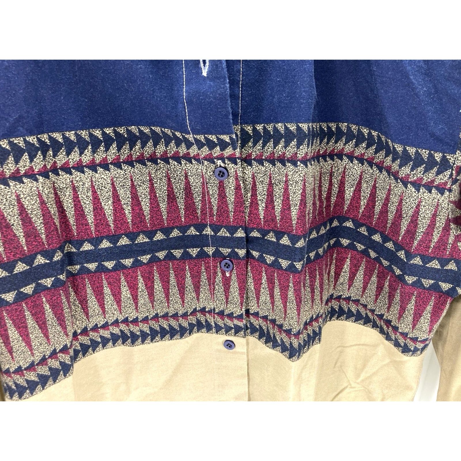 Roper VINTAGE Roper Aztec Western Shirt Women Medium Beige Blue Long Sleeve Button-Up Mens? (Note: Please replace with correct gender if needed) Size M / US 6-8 / IT 42-44 - 4 Thumbnail