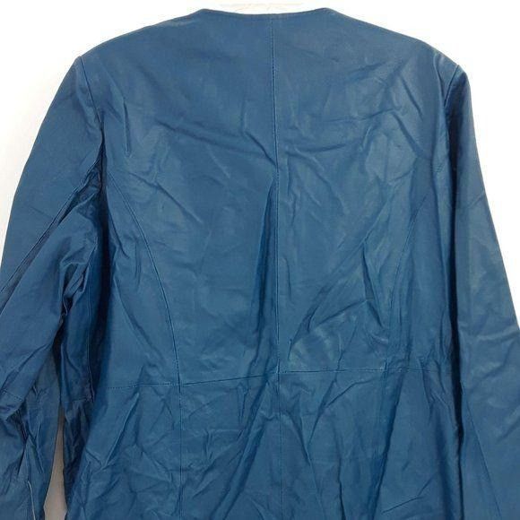 Vintage Vtg 80s Genuine Leather Trench Coat Sz 18 Turquoise Teal Col Size XXL / US 16-18 / IT 52-54 - 6 Thumbnail
