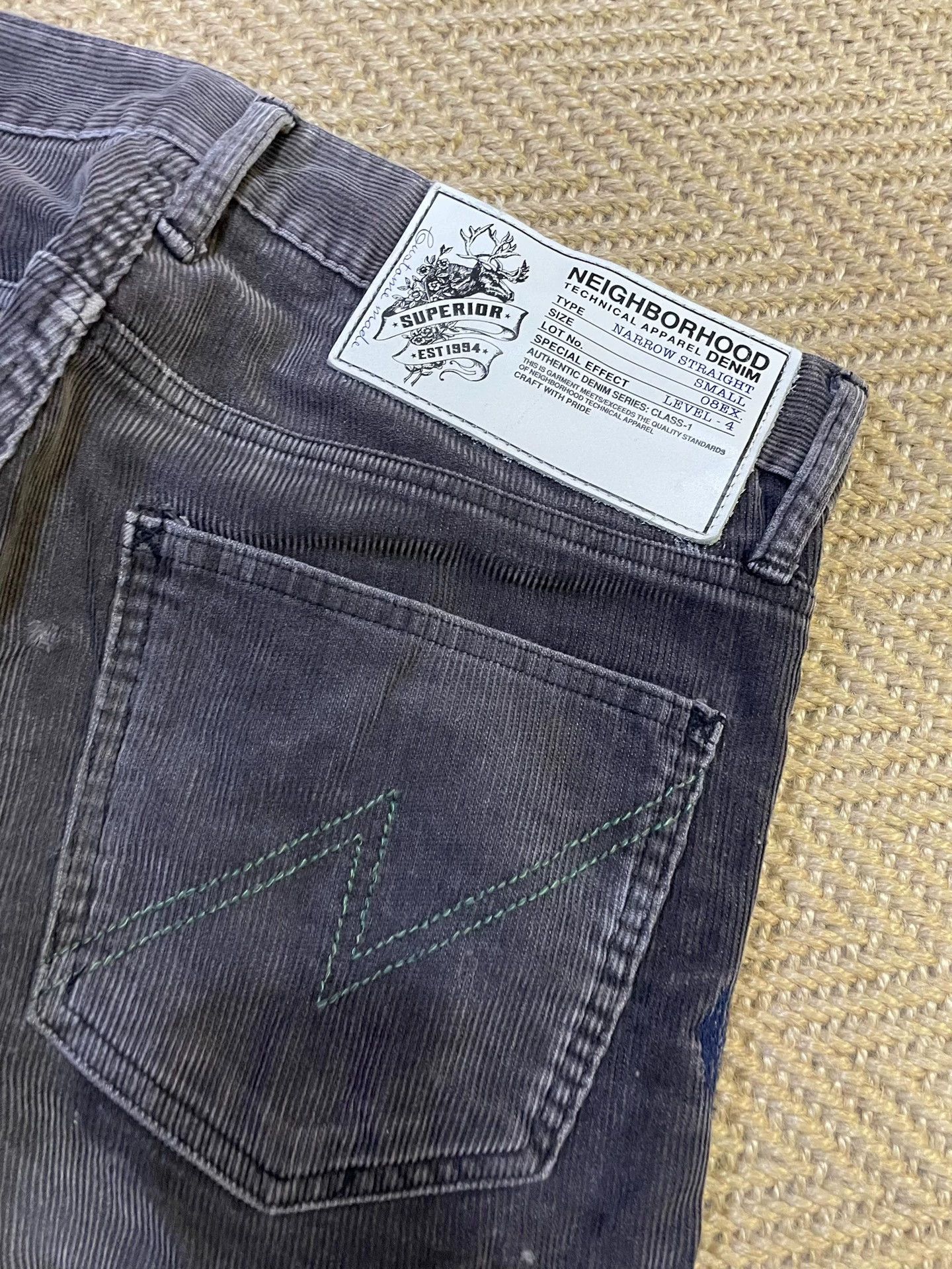 Neighborhood NBHD VTG Wash Knife-Cut Cord Narrow Pant S Black & Gray Good Size US 29 - 7 Thumbnail