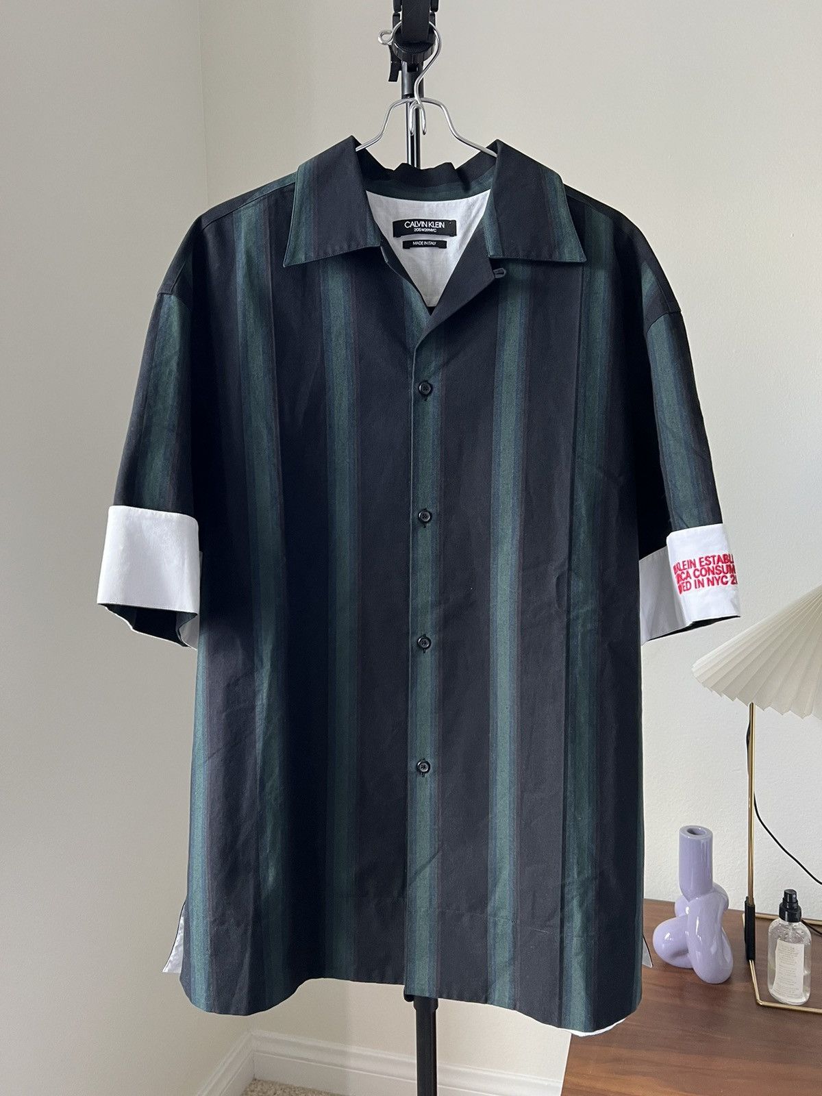 Calvin Klein 205W39NYC Faded Stripe Vacation Shirt in Dark Navy u0026 Sycamore  Marine | Grailed