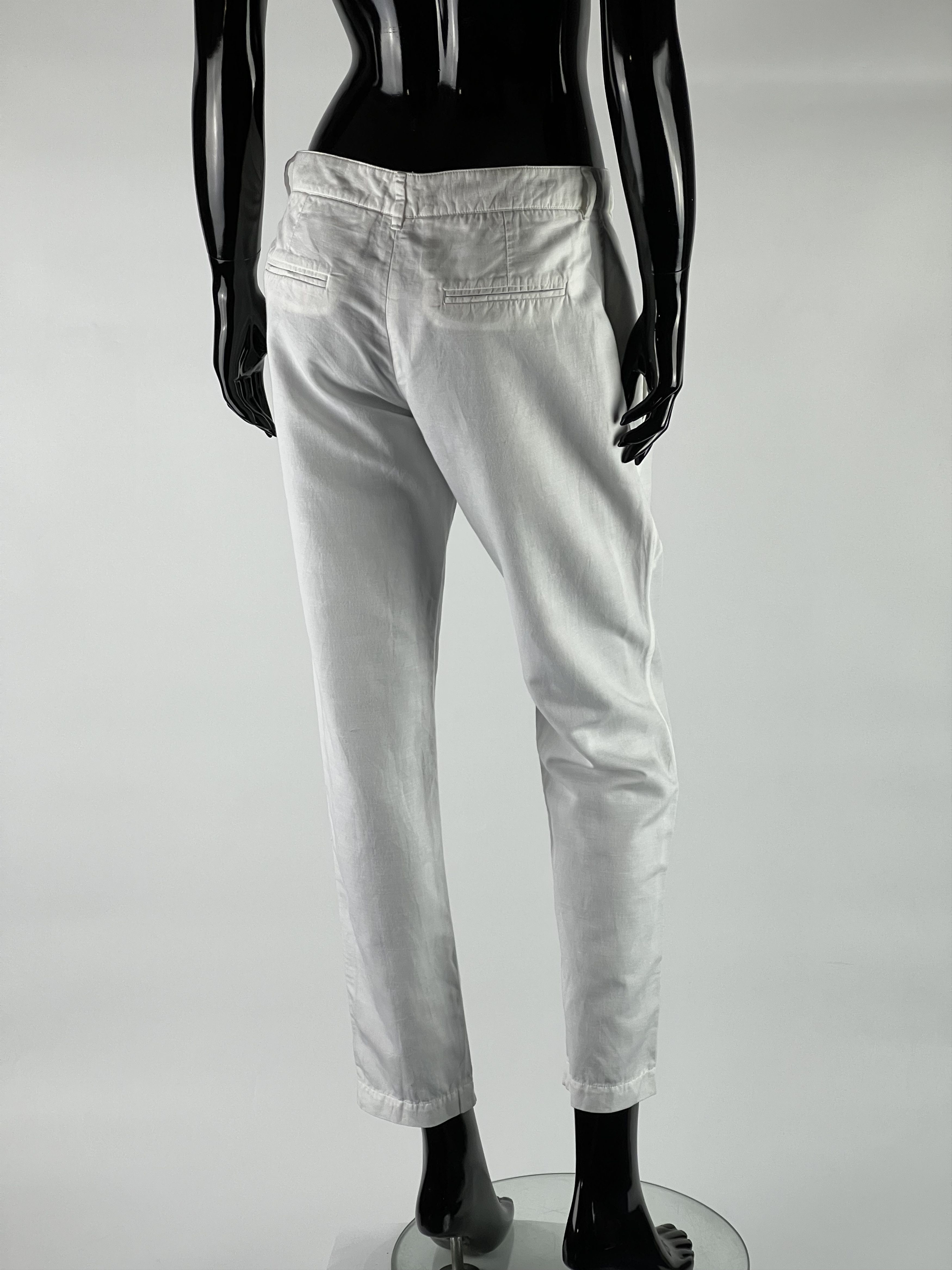 Iris von Arnim Iris Von Arnim White Cotton/Linen Chino Pants Size 36/S Size 26" / US 2 / IT 38 - 3 Thumbnail