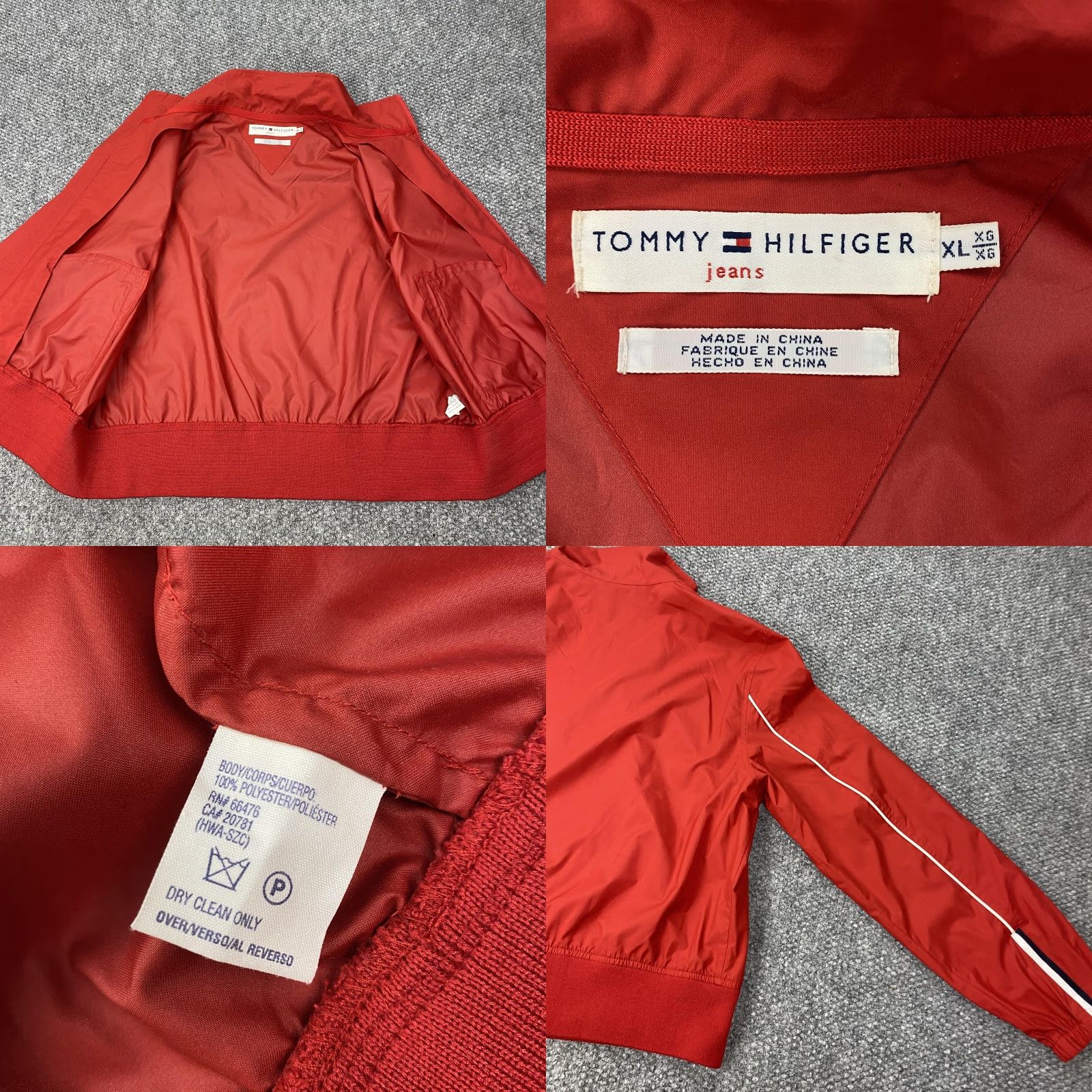 Tommy Hilfiger VINTAGE Tommy Hilfiger Jeans Jacket Womens XL Red Windbreaker Ribbed Hem Zip Size 40" / US 18 - 8 Thumbnail