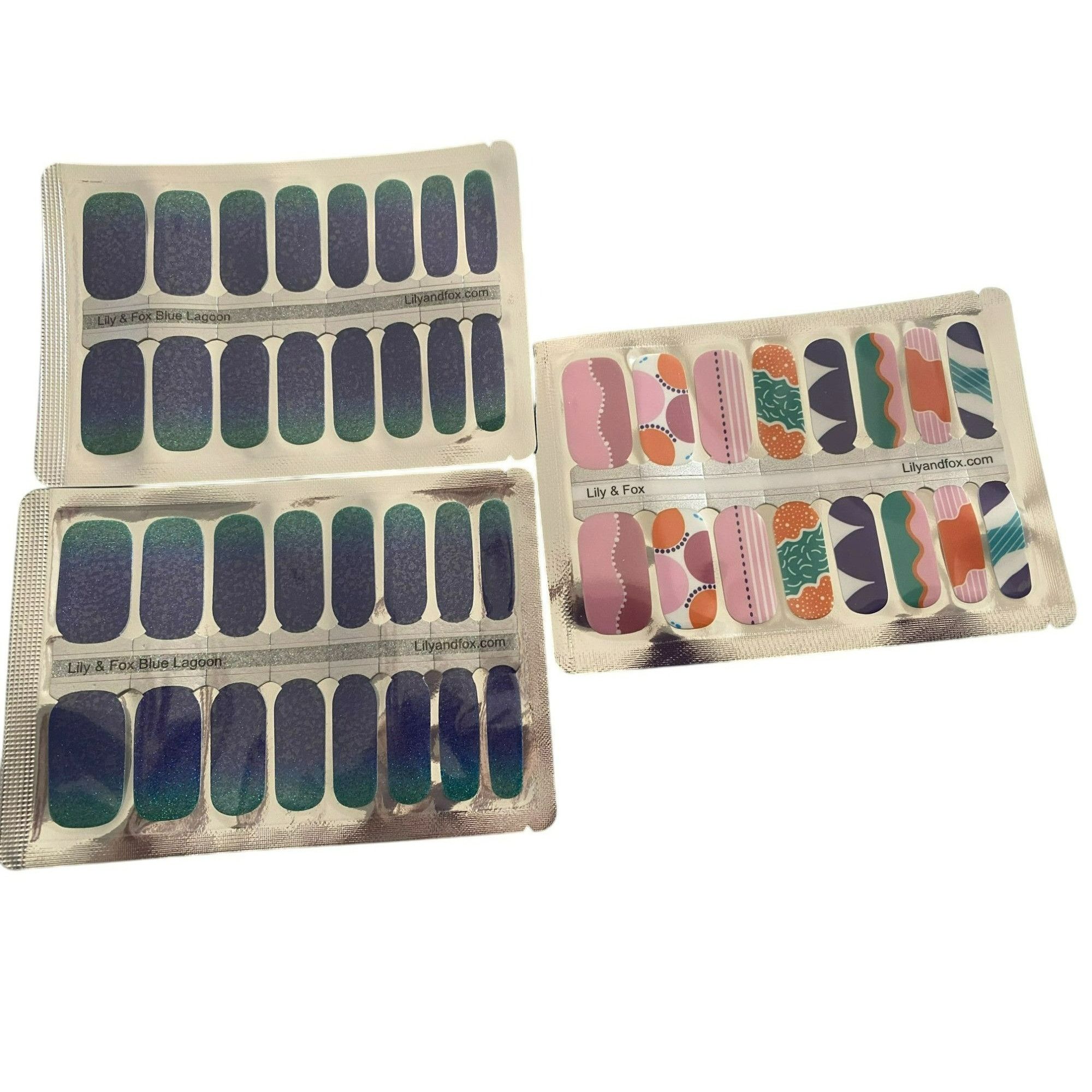 Other Lily & Fox Nail Wraps Variety Pack 2 Blue Lagoon & 1 Abstrac Size ONE SIZE - 1 Thumbnail