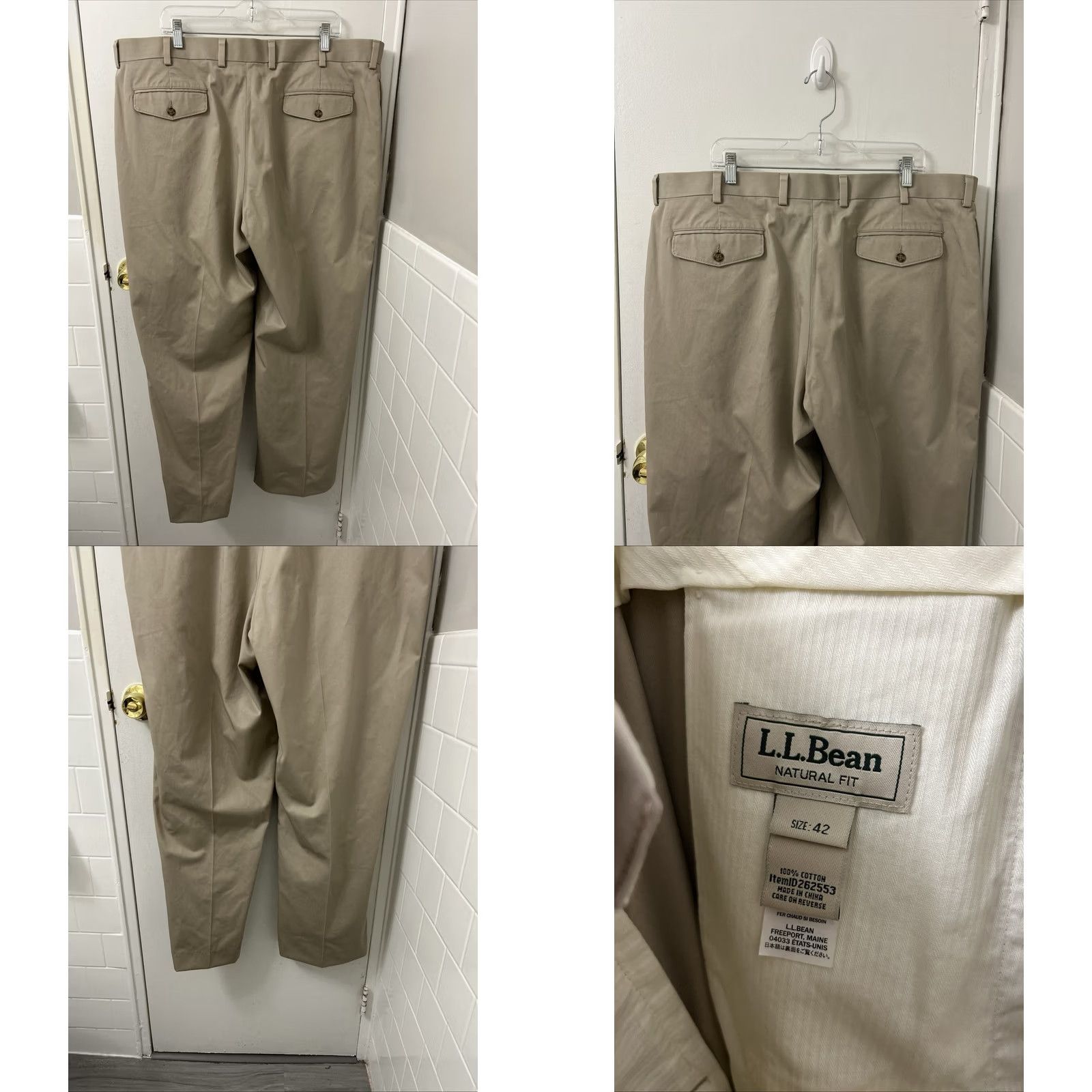 Vintage VINTAGE: No LLBean Pants Mens 42x31 Natural Fit Wrinkle Free Chino Khaki Trousers 262553 Size US 42 / EU 58 - 8 Thumbnail