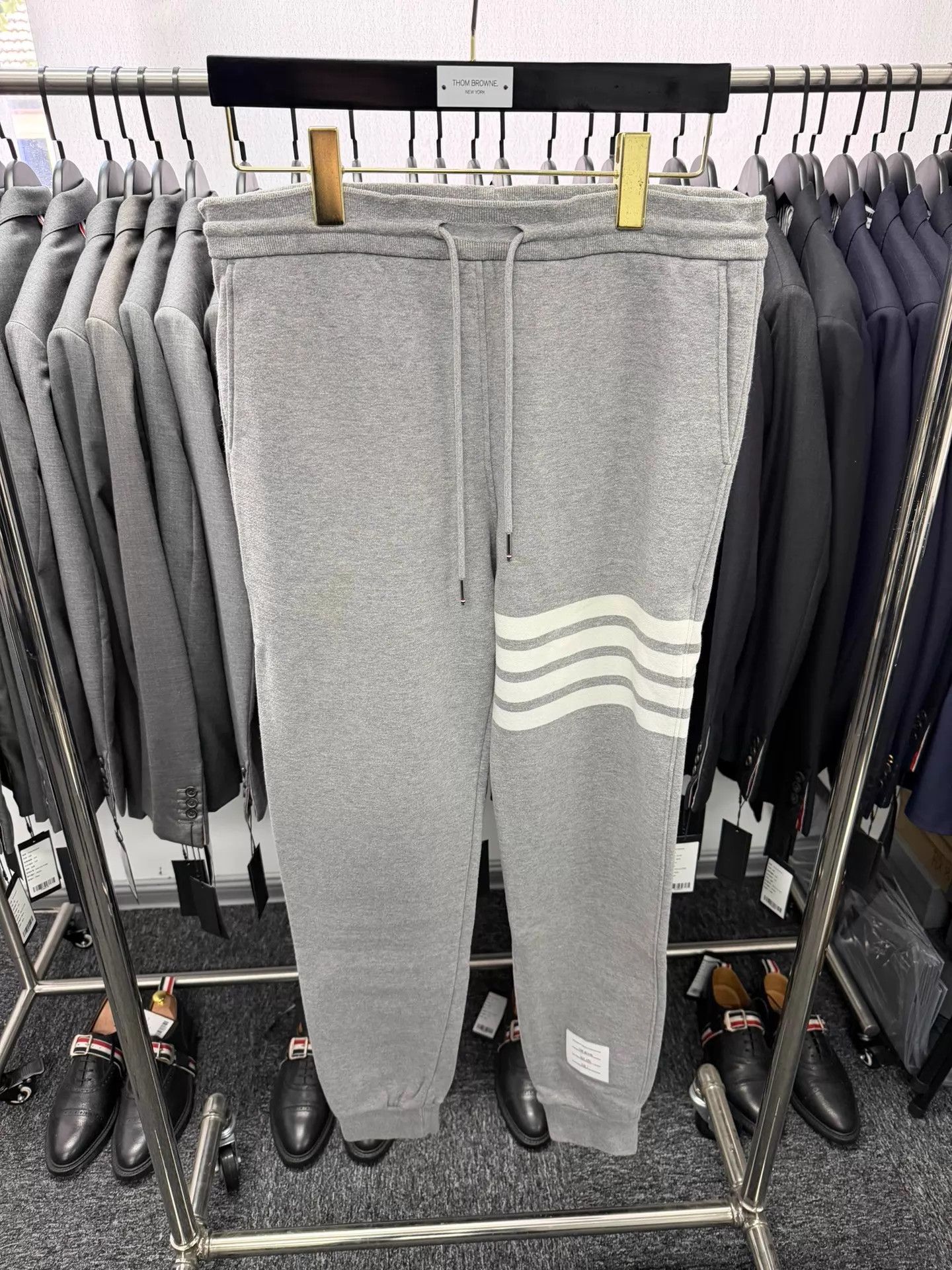 Thom Browne Thom Browne Men 4-Bar Light Gray Track Pants Size 2 98 New Size US 32 / EU 48 - 1 Thumbnail
