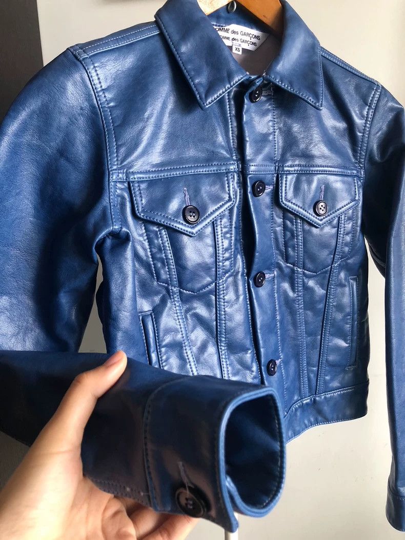 Comme des Garcons Comme Des Garcons Blue Leather Coat Size XS / US 0-2 / IT 36-38 - 7 Thumbnail