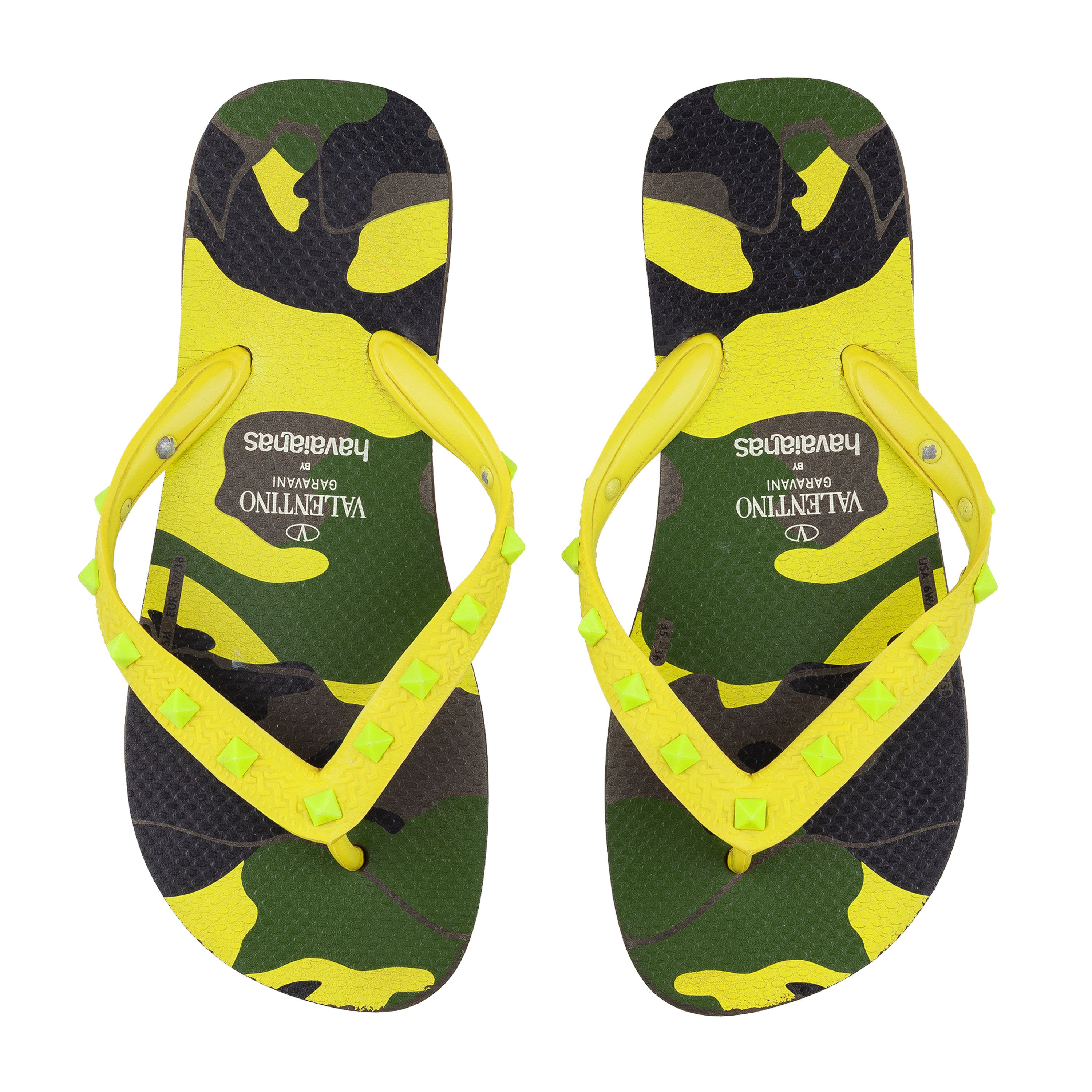 Valentino Valentino Garavani x Havaianas Yellow Neon Flip Flops Size US 5 / IT 35 - 1 Thumbnail