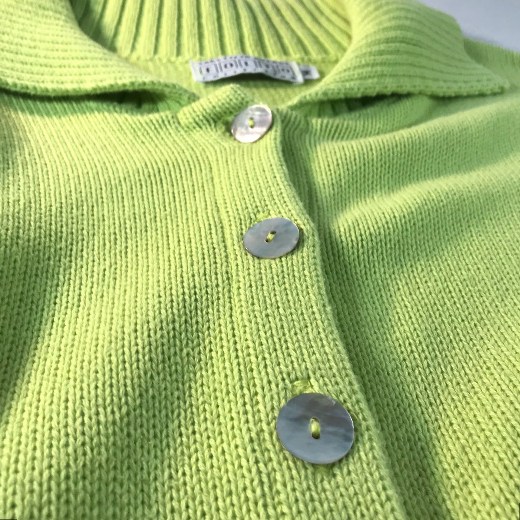 Saks Fifth Avenue VINTAGE Saks Fifth Avenue Women's Cardigan Sweater Fall Winter Spring Casual M Lime Green Cotton Knit Button US Size M / US 6-8 / IT 42-44 - 4 Thumbnail