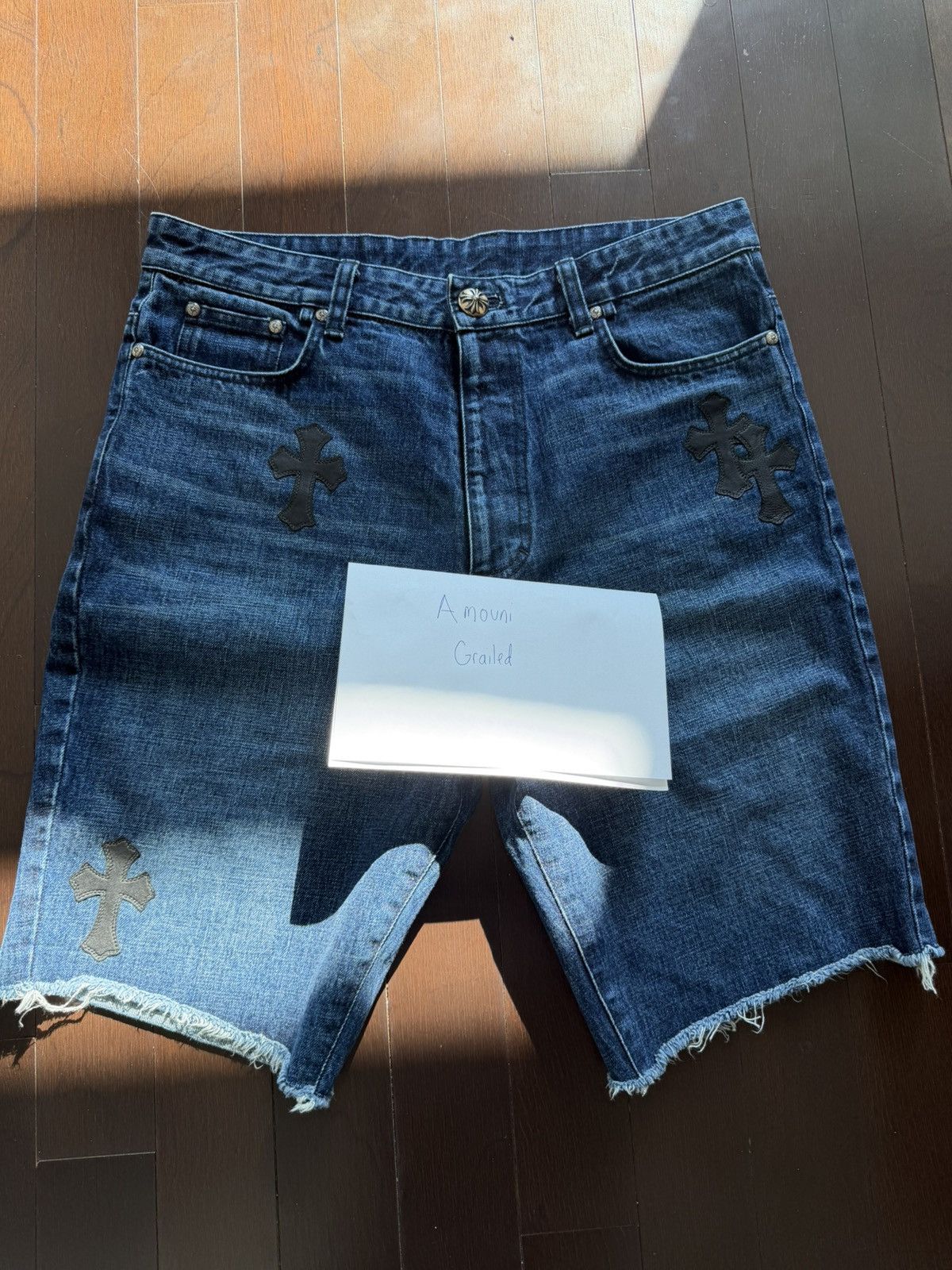 Chrome Hearts Chrome Hearts Black Leather Cross Patch Shorts Size US 31 - 9 Thumbnail