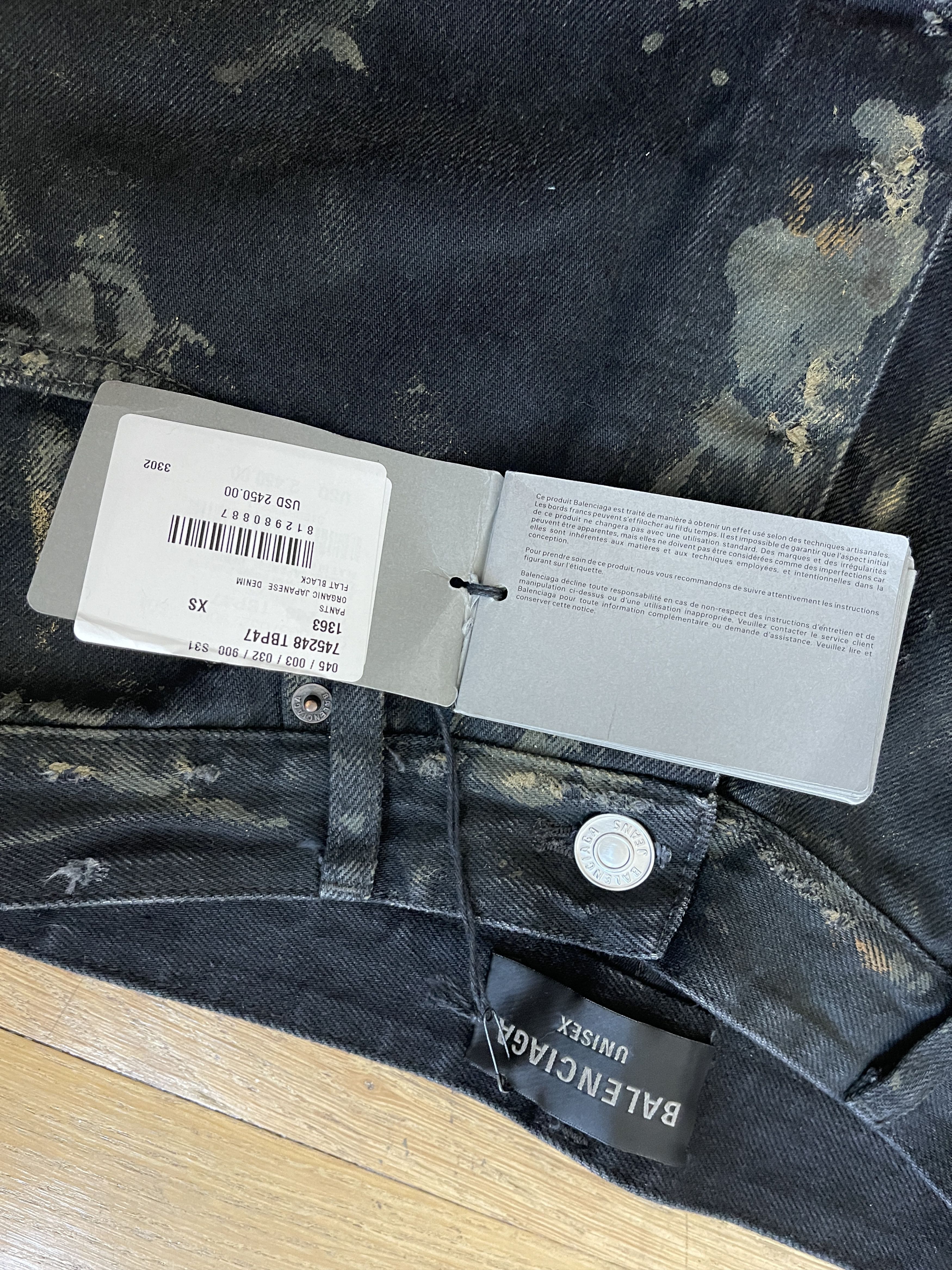 Balenciaga Destroyed Denim Pants 'Flat Black' Size US 32 / EU 48 - 10 Thumbnail