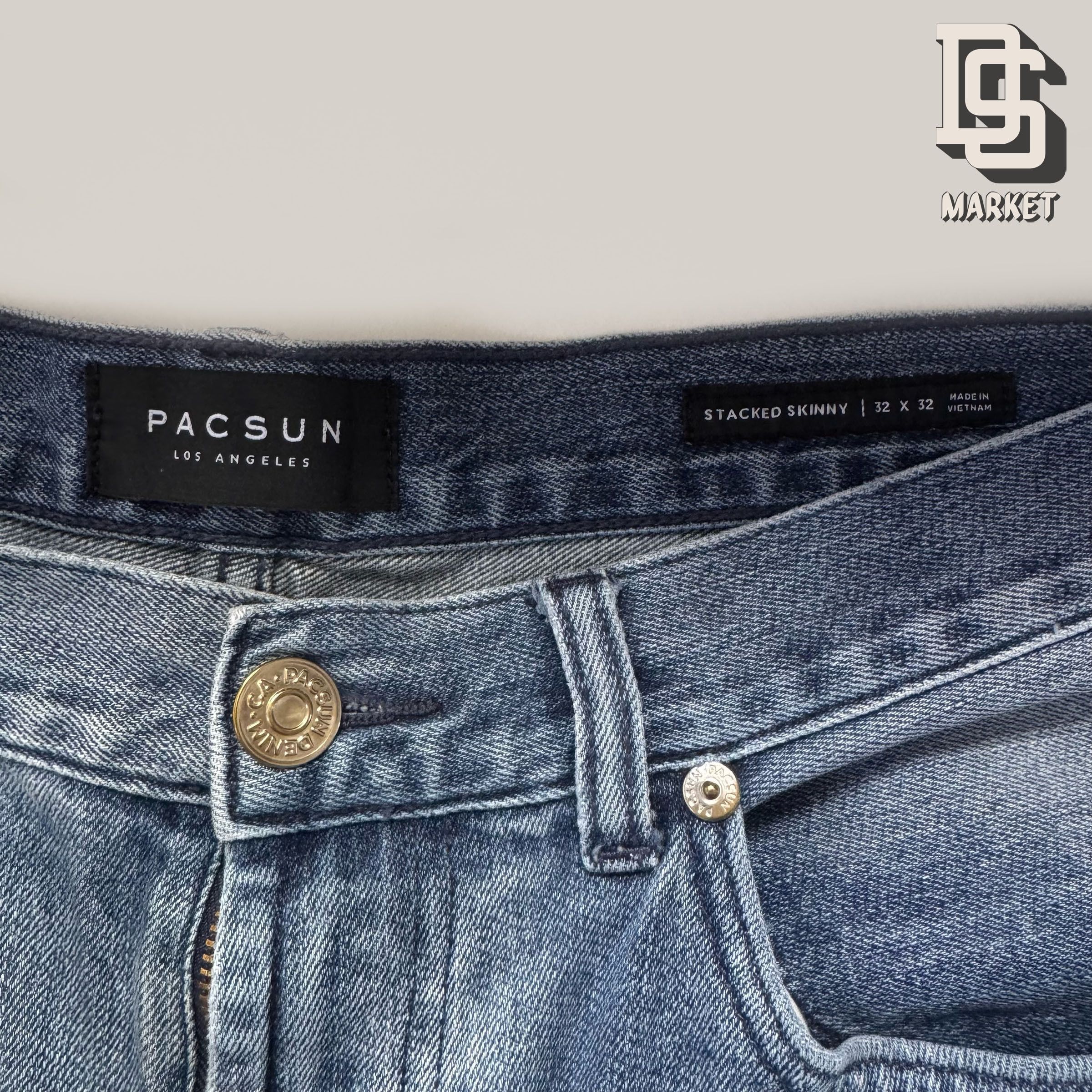 Pacsun PACSUN STACKED SKINNY DISTRESSED BIKER JEANS 32 X 32 BLUE Size US 32 / EU 48 - 3 Thumbnail