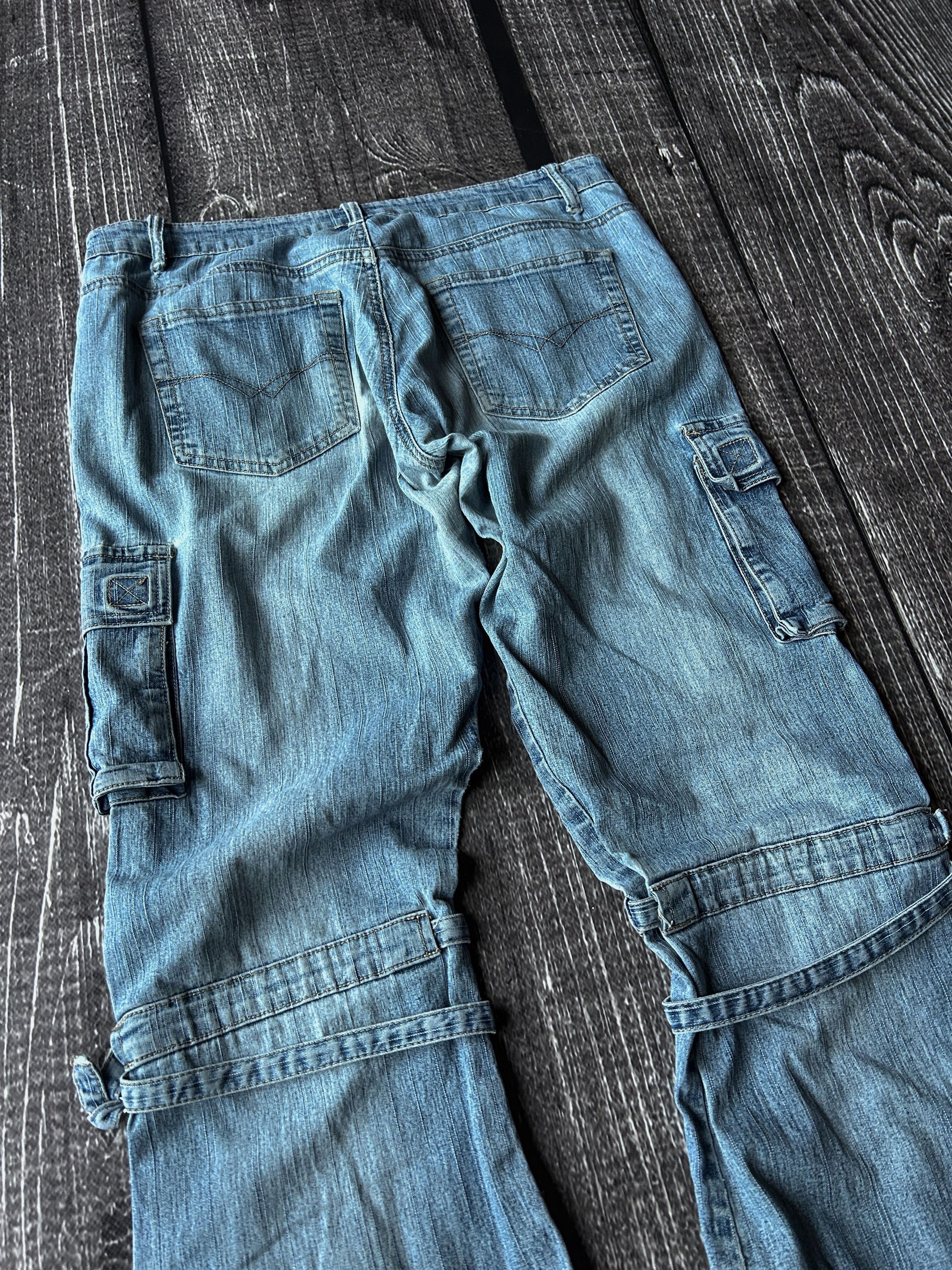 Other CRAZY VTG FLARED RICK OWENS STYLE WASHED CARGO JEANS Y2K Size US 30 / EU 46 - 8 Thumbnail