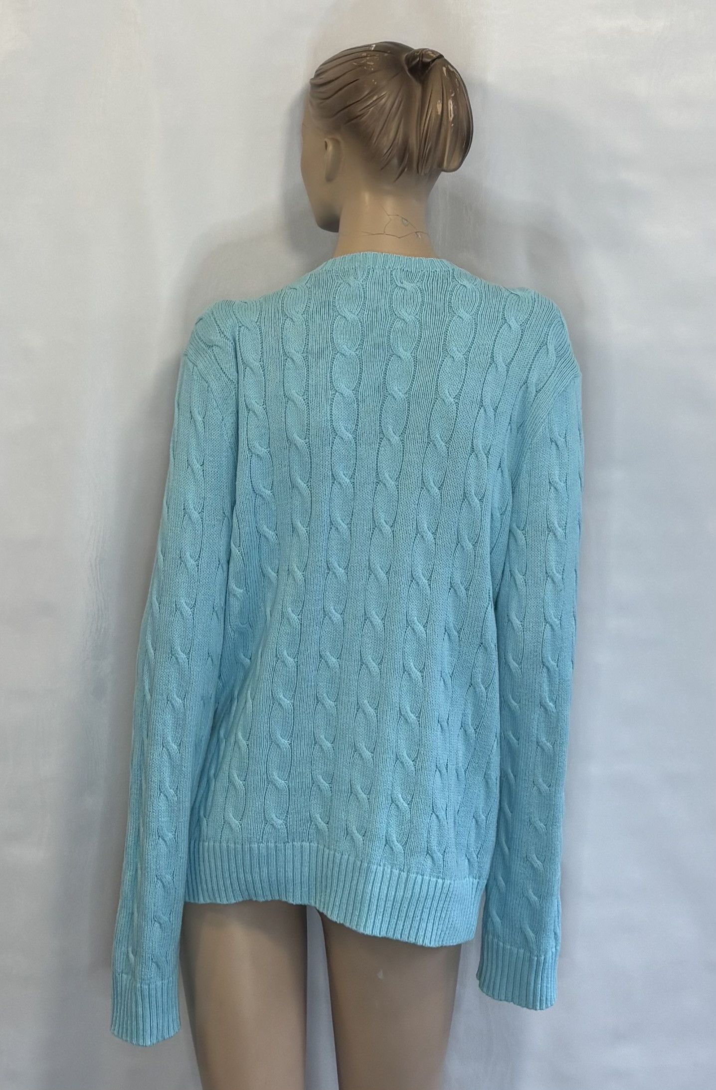 Polo Ralph Lauren Polo Ralph Lauren Cable Knit Baby Blue Sweater Large Size L / US 10 / IT 46 - 2 Thumbnail
