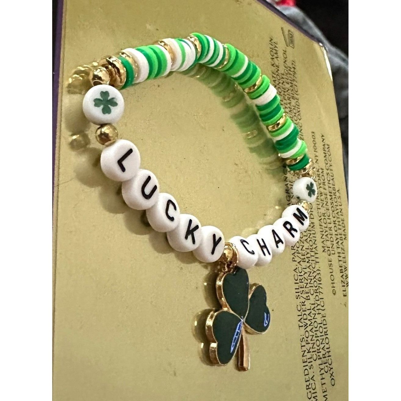 Handmade St Patricks Day Bracelet New Beaded Shamrock Lucky Charm New Size ONE SIZE - 8 Thumbnail