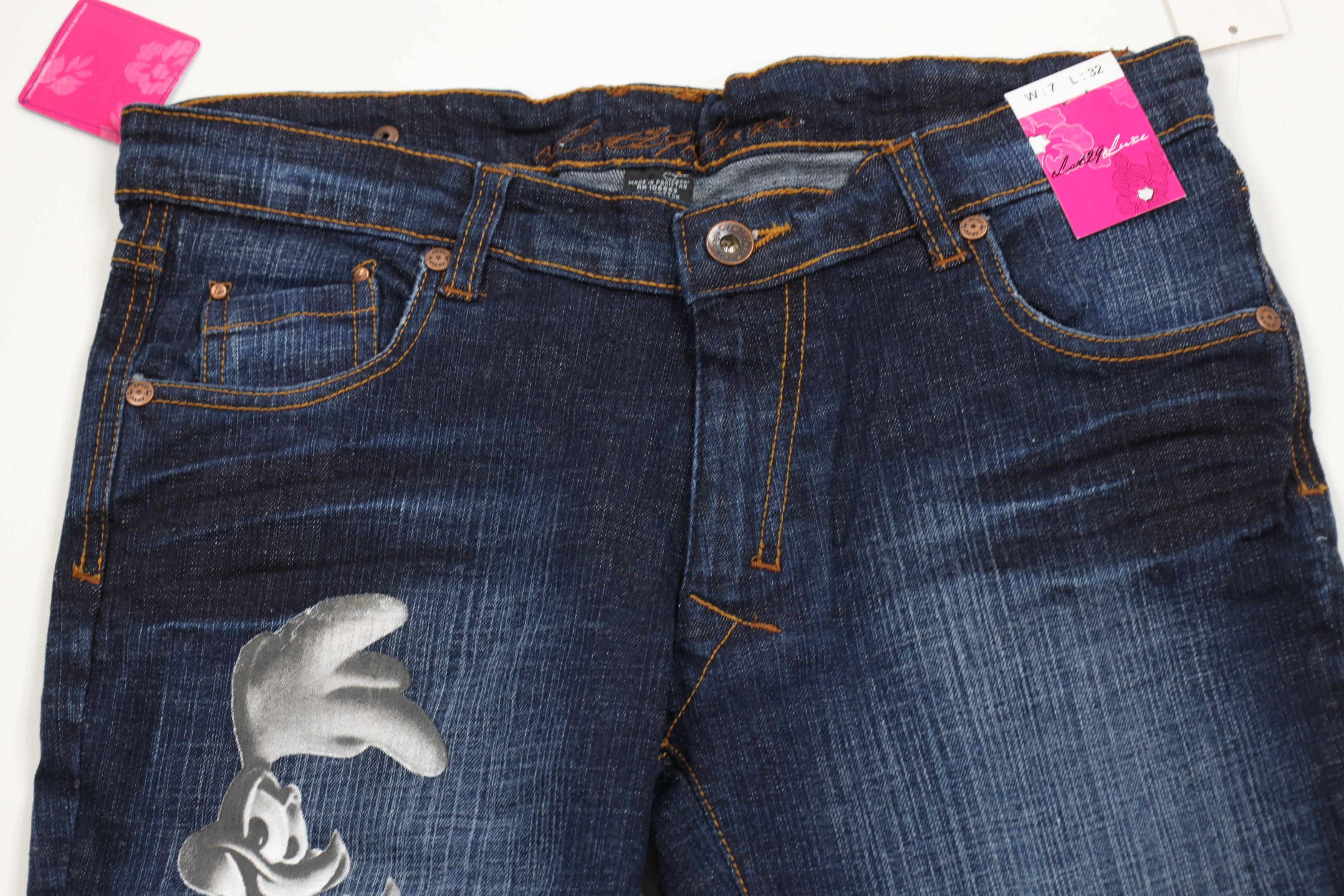 Vintage Deadstock Vintage Y2K Lot 29 Tunes Flared Wide Leg Jeans Size 28" / US 6 / IT 42 - 2 Thumbnail