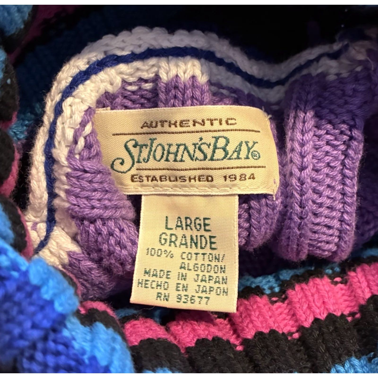 Vintage VINTAGE St Johns Bay Sweater Womens Large Striped Ribbed Turtleneck 90s Y2k Size L / US 10 / IT 46 - 5 Thumbnail