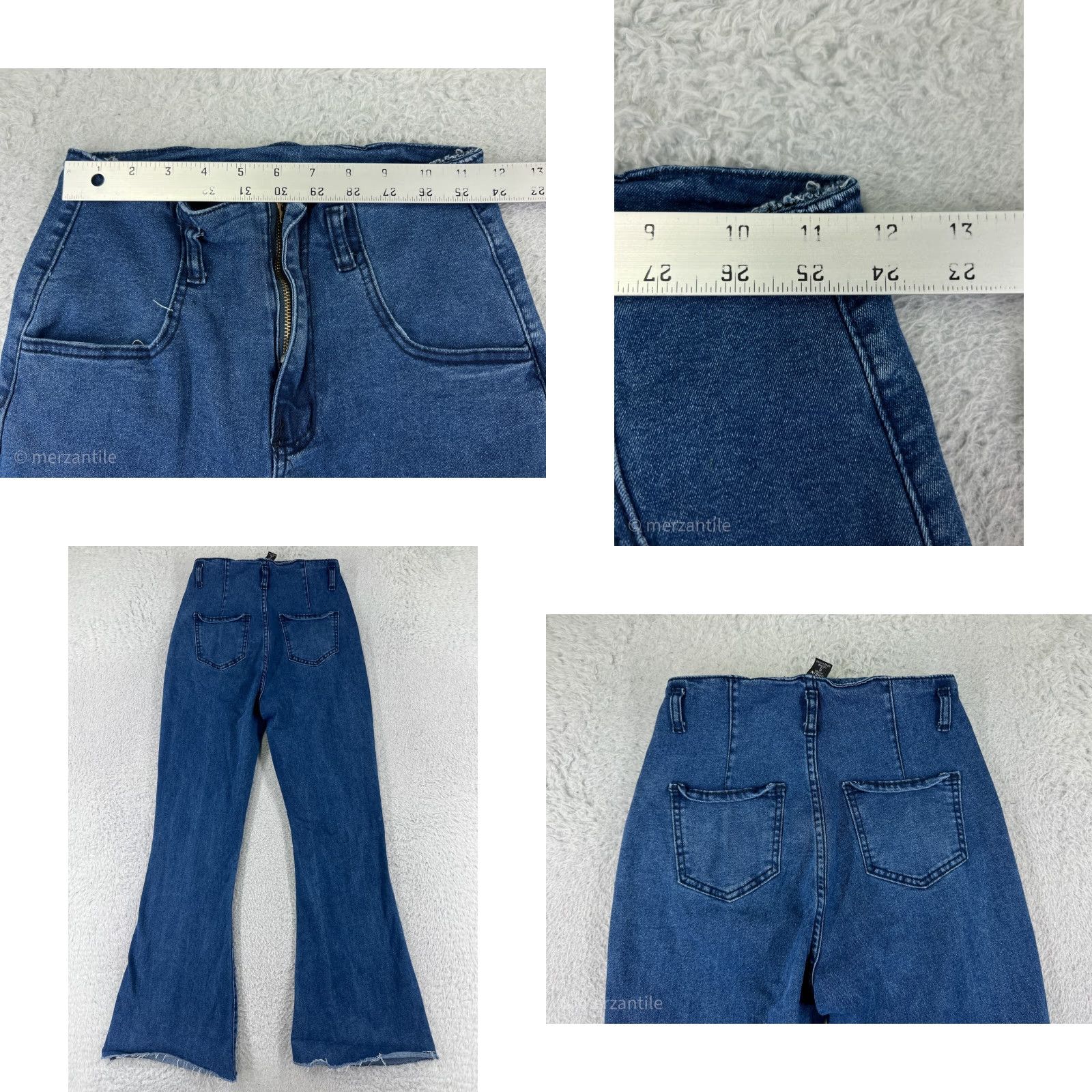 Shein SHEIN Jeans Shirt Womens Small Blue Denim Flared High Rise 27 Inseam 5-Pocket Polyester Blend Size 28" / US 6 / IT 42 - 9 Thumbnail