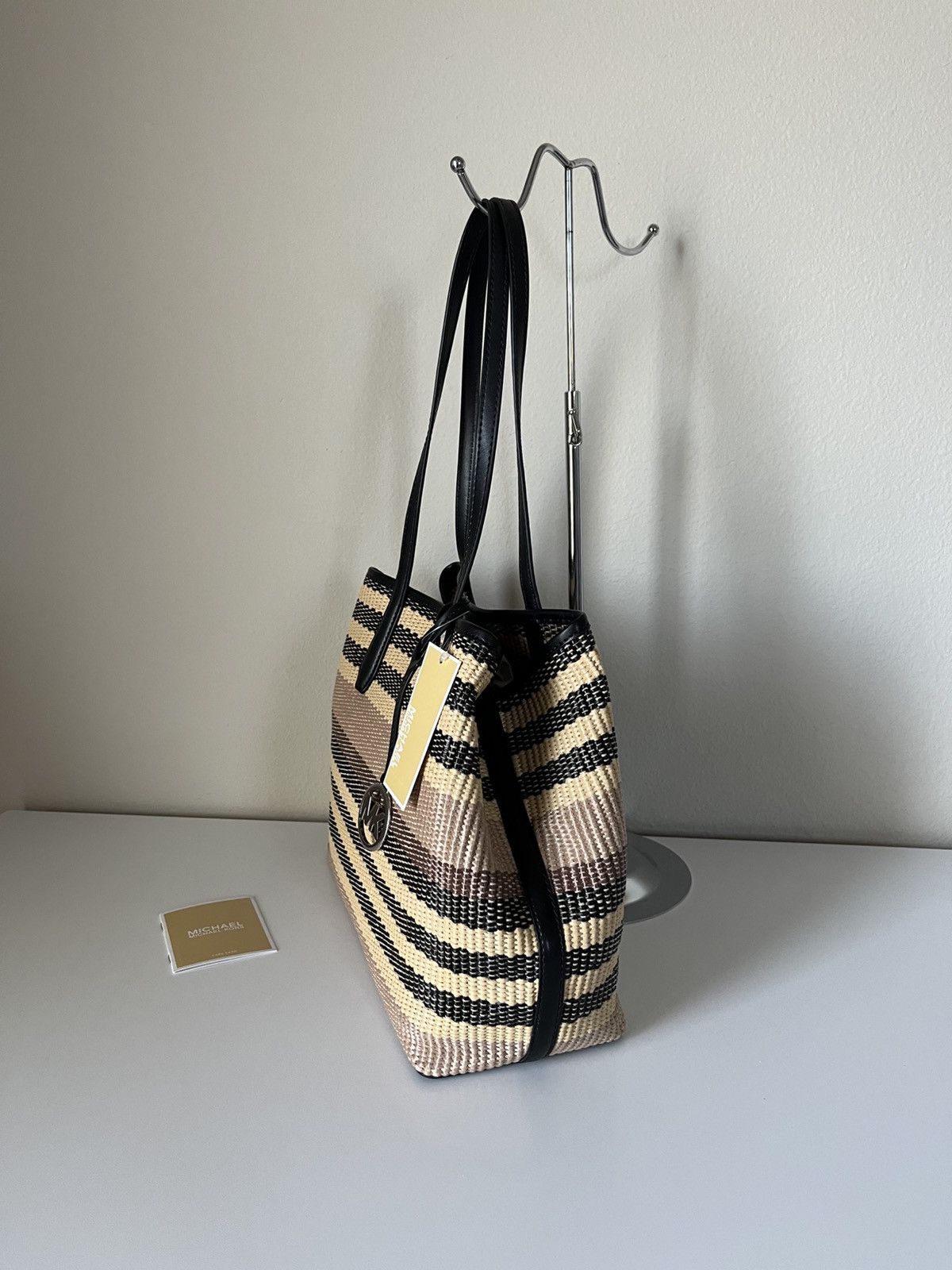 Michael Kors Michael Kors Avalon Medium Striped Woven Tote Bag Size ONE SIZE - 4 Thumbnail