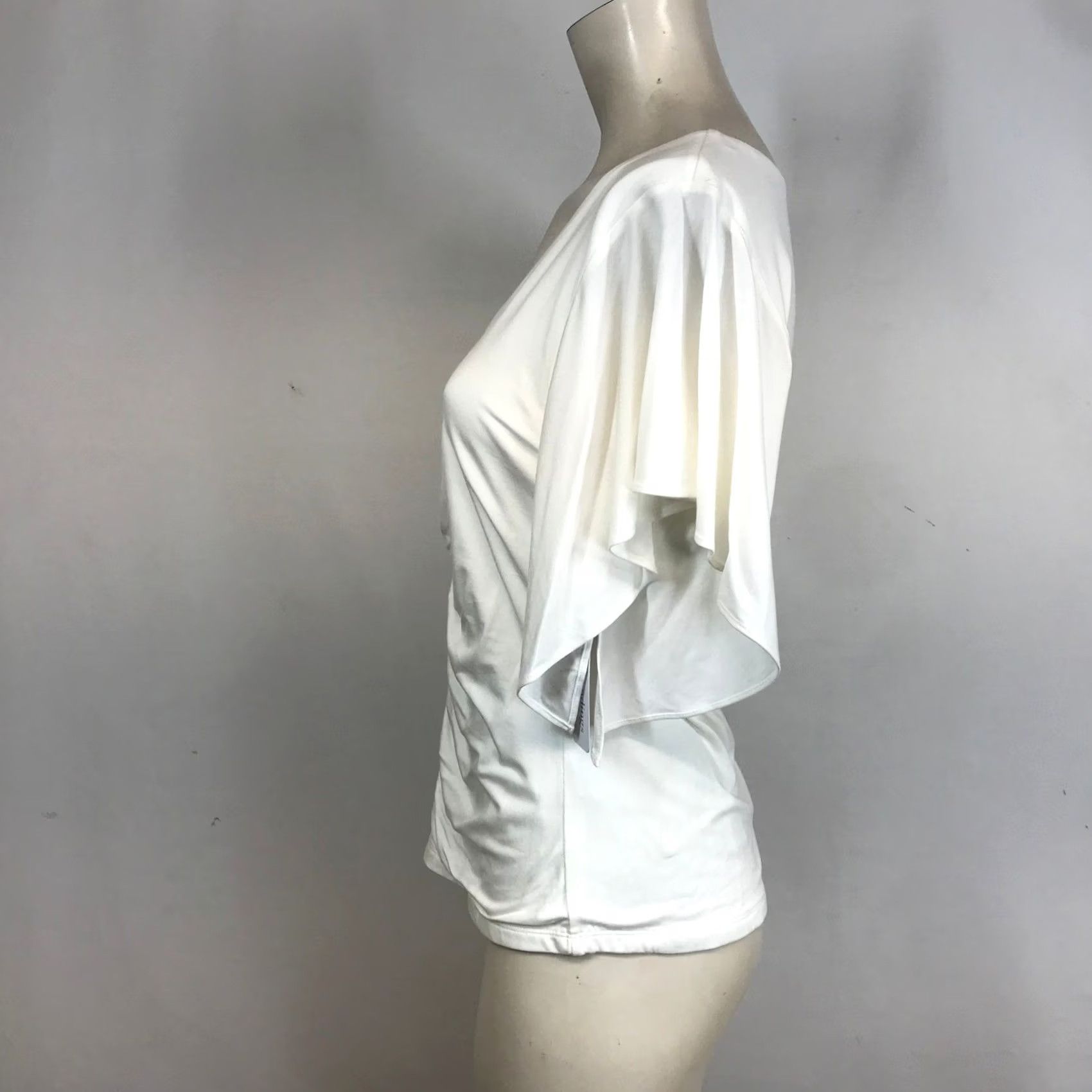 Soft Surroundings Soft Surroundings Leya Ruched Top White V Neck Flutter Sleeve Women's Small Size S / US 4 / IT 40 - 6 Thumbnail