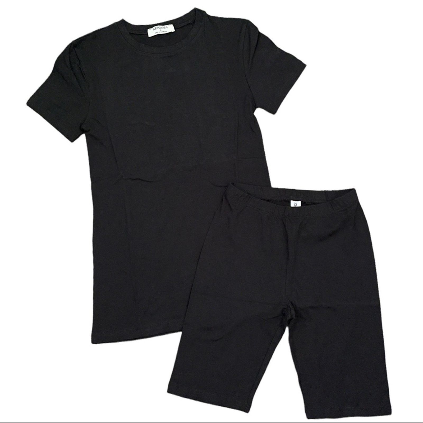 Other Zenana Black Cotton Shirt With Matching Biker Shorts Medium Size M / US 6-8 / IT 42-44 - 2 Thumbnail