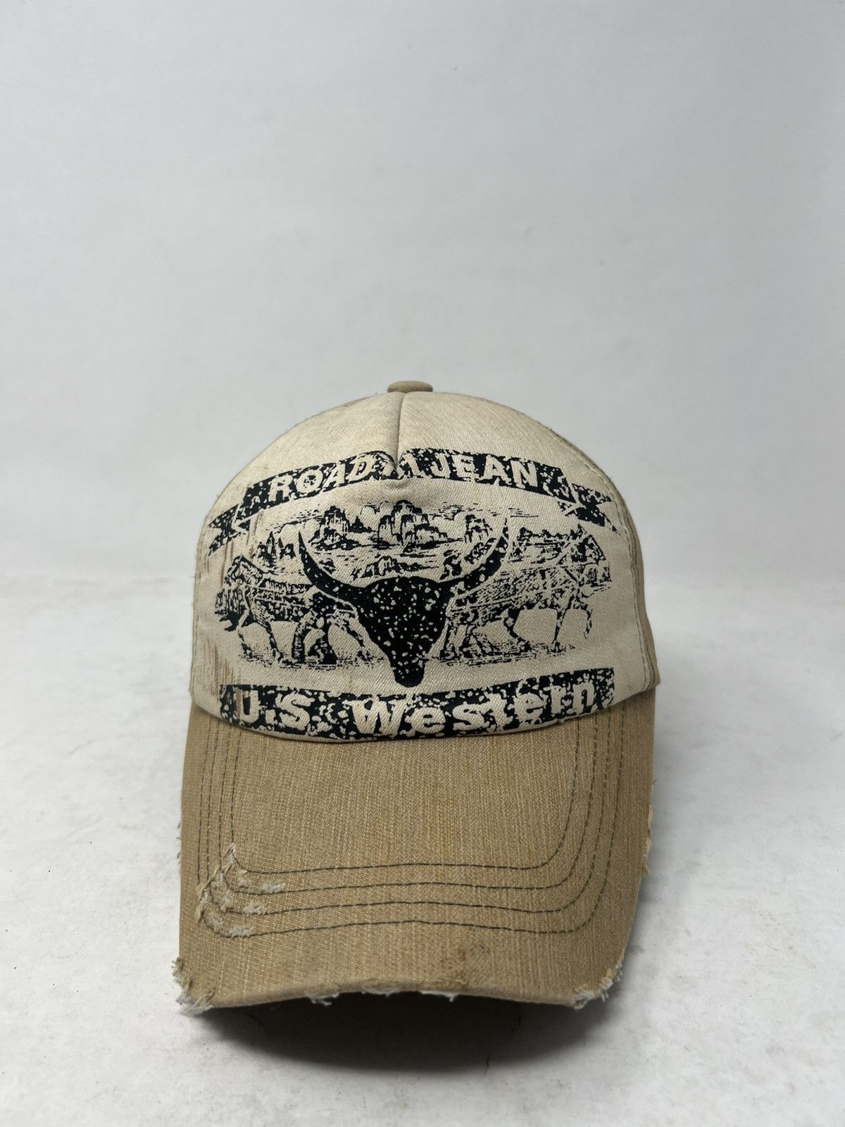 Japanese Brand U.S Western Frayed Beige Trucker Hat Size ONE SIZE - 5 Thumbnail