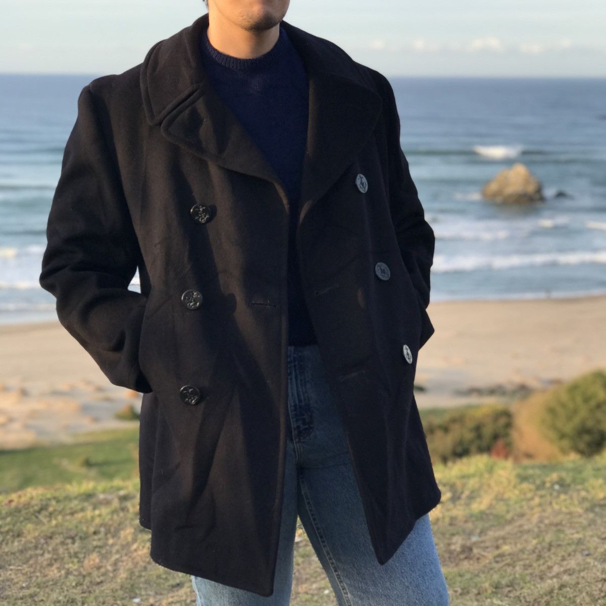 Other US navy pea coat, vintage USN issue beautiful ULSTER COLAR Size US L / EU 52-54 / 3 - 3 Thumbnail