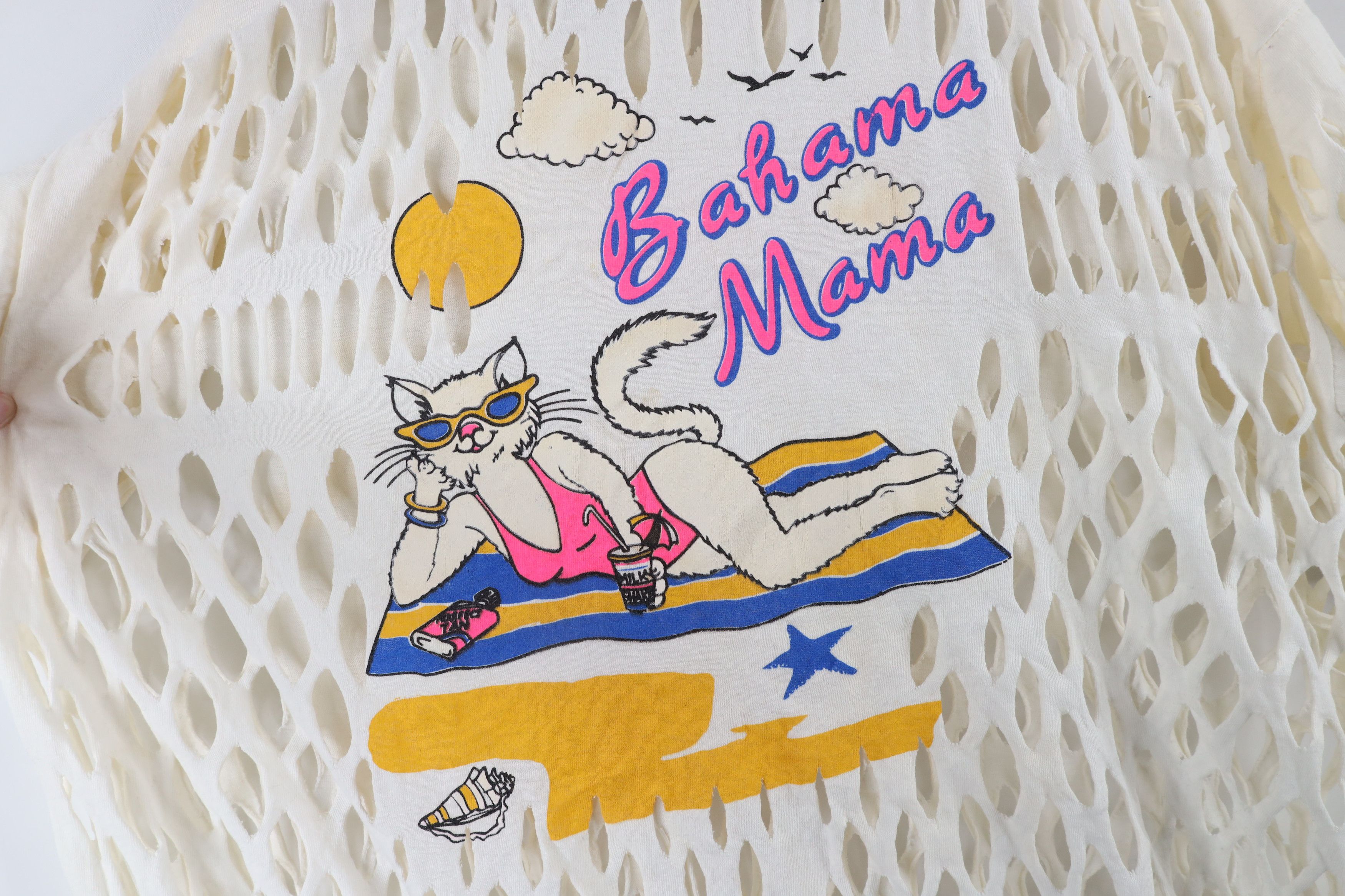 Vintage Vintage 90s Streetwear Cat Beach Cut Fringed Beaded T-Shirt Size 3XL / US 20-22 - 4 Thumbnail