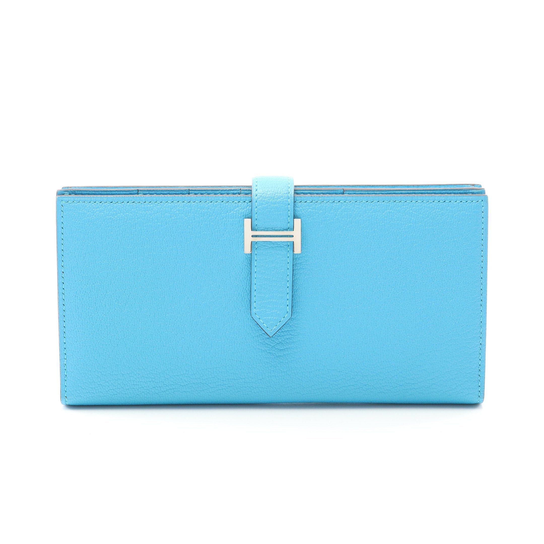 Hermes Hermes Bear Souffle Blue Zanzibar Bi-Fold Long Wallet Chevre Silver Hardware T Stamp Size ONE SIZE - 1 Thumbnail