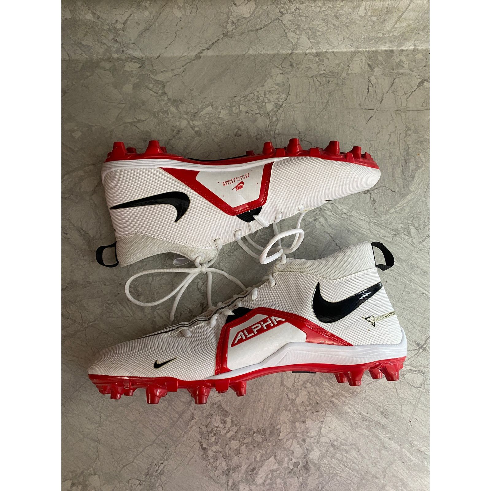 Nike Nike Alpha White, Black, and Red Football Cleats Size 13 Size US 13 / EU 46 - 8 Thumbnail
