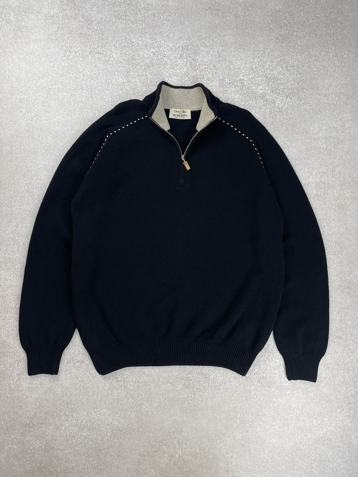 Gran Sasso × Vintage Vintage Gran Sasso Wool / Cashmere 1/3 Zip Knit Sweater Size US M / EU 48-50 / 2 - 1 Thumbnail