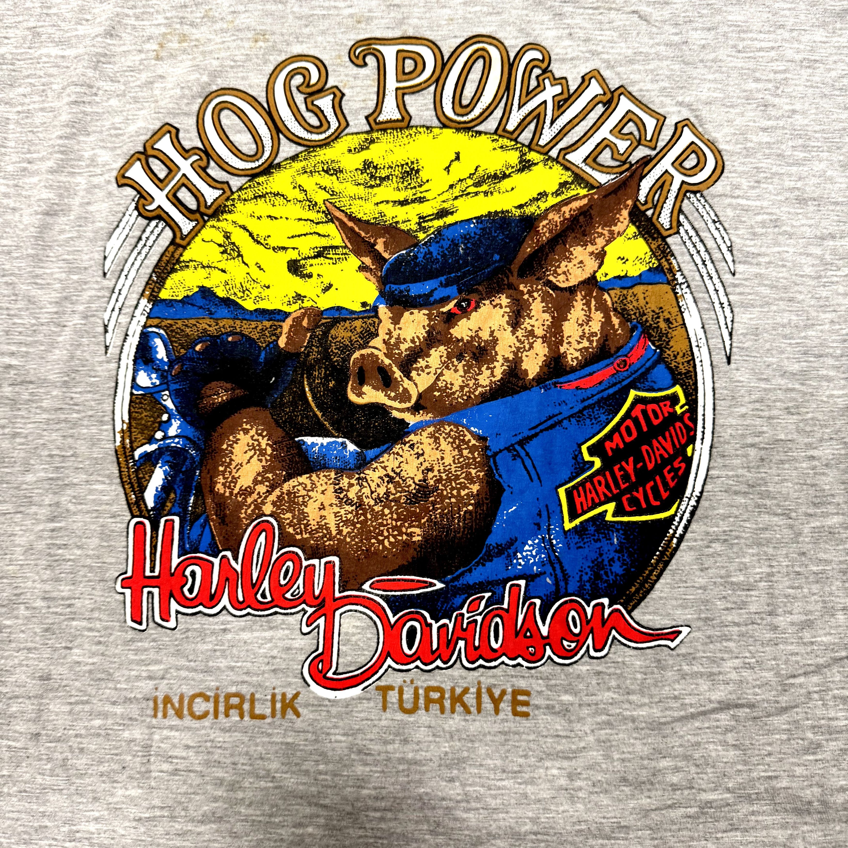Harley Davidson × Vintage VTG 80s Harley Davidson Turkey Hog Power Pig Biker T Shirt Size US L / EU 52-54 / 3 - 2 Thumbnail