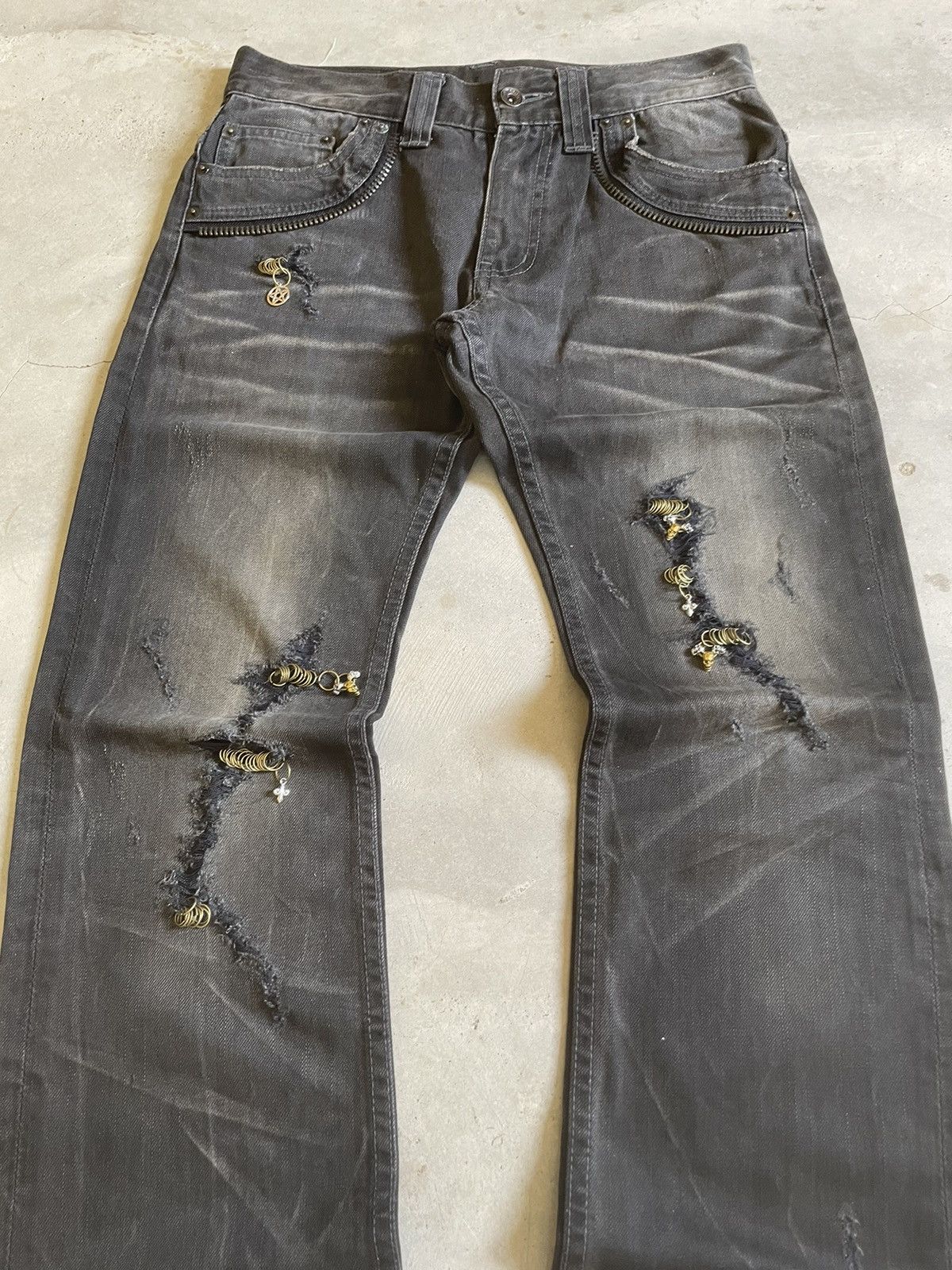 5351 POUR LES HOMMES × Obelisk × semanticdesign Semantic design Pierced & Charms Gothic Claw Mark Jeans Size US 30 / EU 46 - 3 Thumbnail