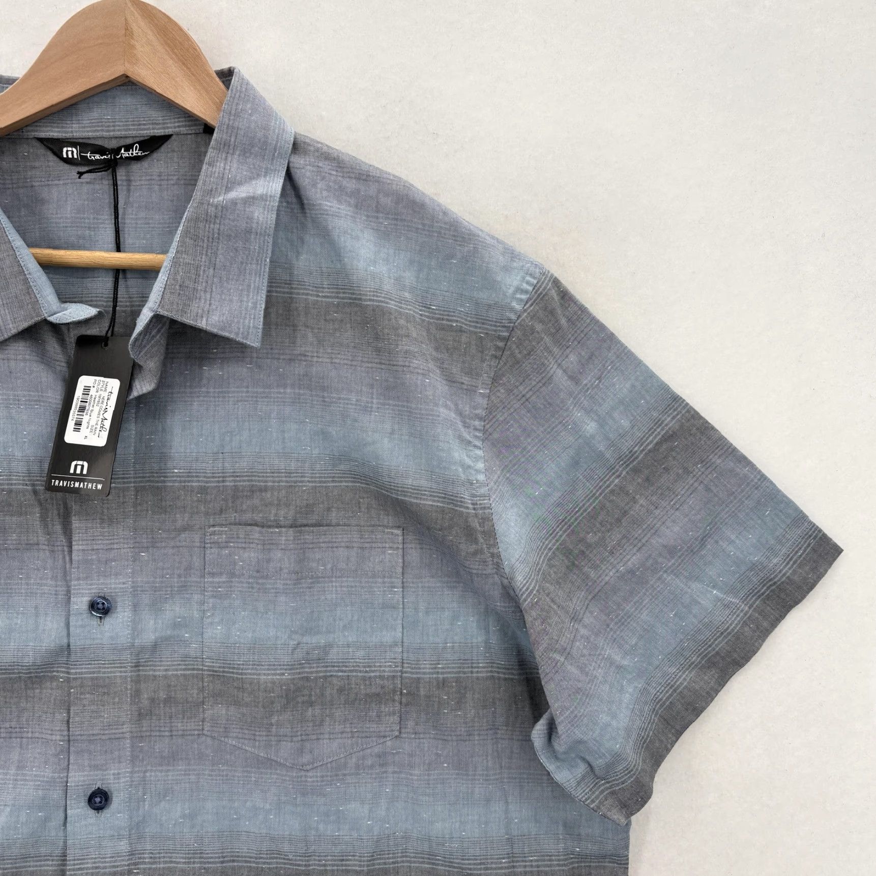 TravisMathew Travis Mathew Here Comes The Rain Shirt Mens XL Blue Stripe Short Sleeve Golf Shirt Size US XL / EU 56 / 4 - 2 Thumbnail