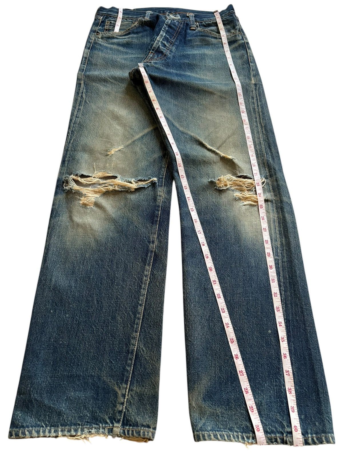 Japanese Brand Vintage Japanese Brand Selvedge Rusty Wash Rip Loose Jeans Size US 29 - 13 Thumbnail
