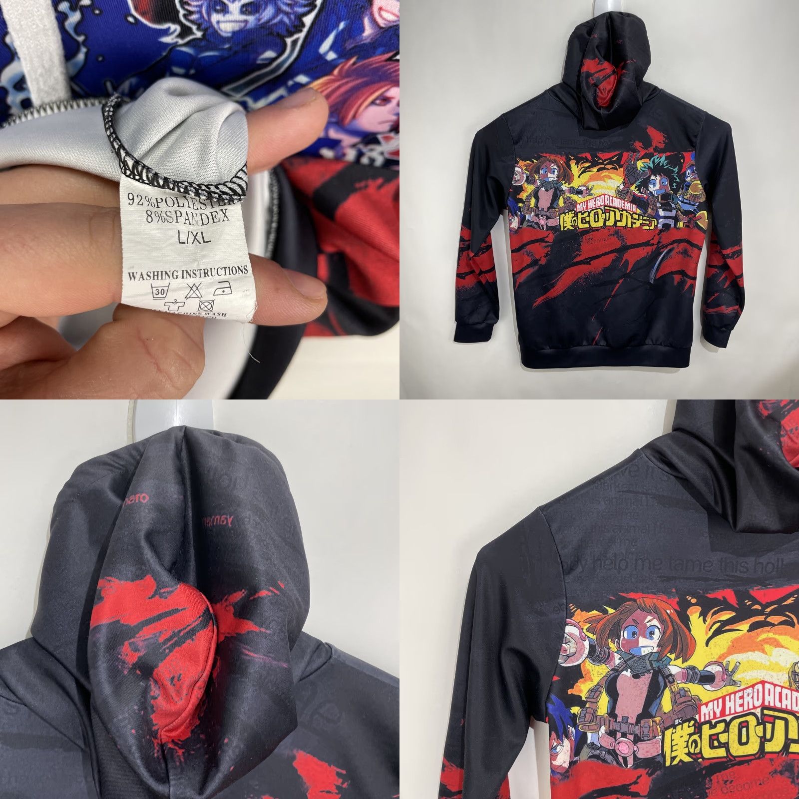 Vintage My Hero Academia Hoodie Shirt Mens Large Black Knit Stretch Pullover Graphic Print Hooded Logo Size US L / EU 52-54 / 3 - 9 Thumbnail